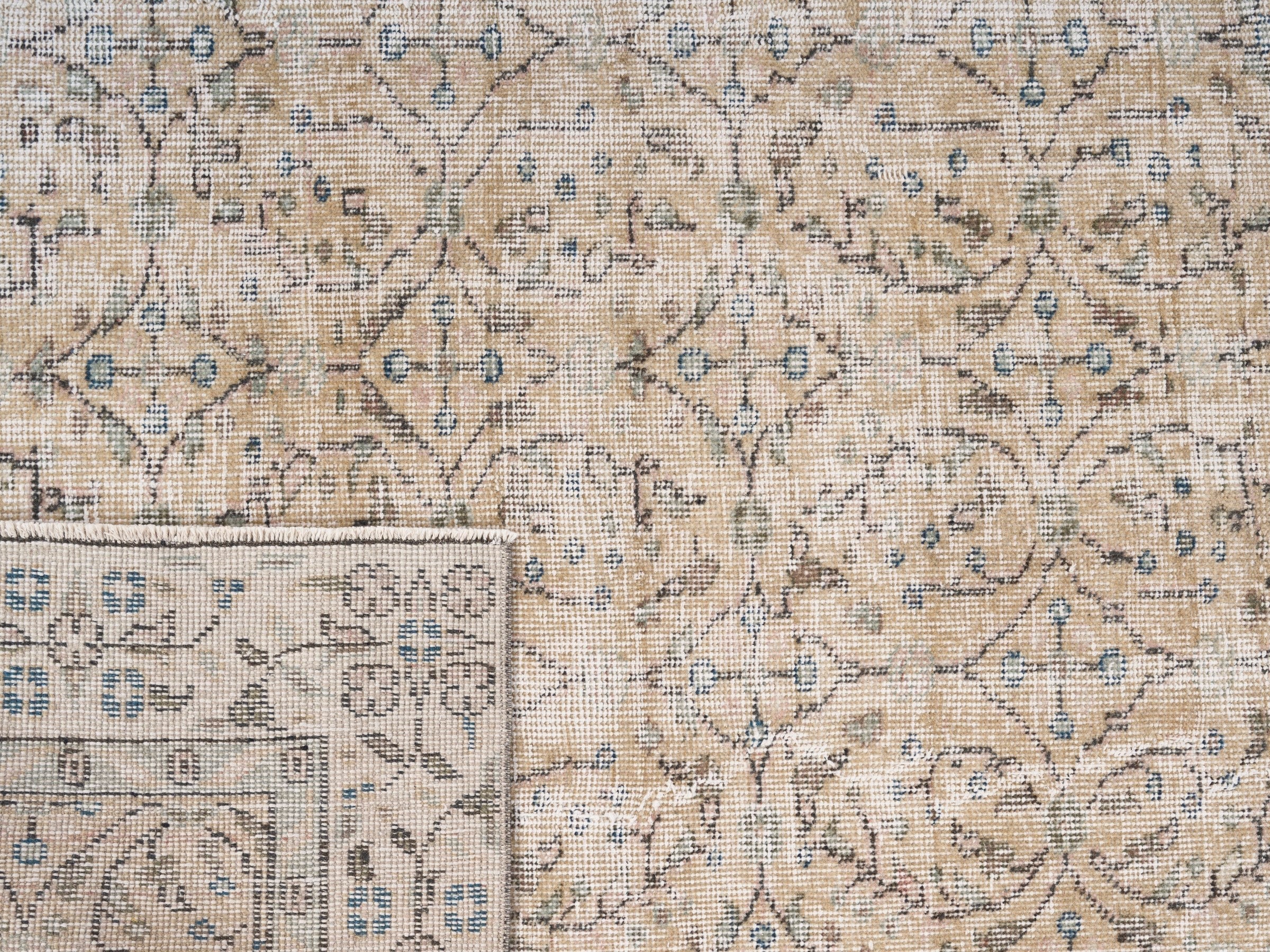 Turkish Isparta area rug in cream and tan, view 10 of 10
