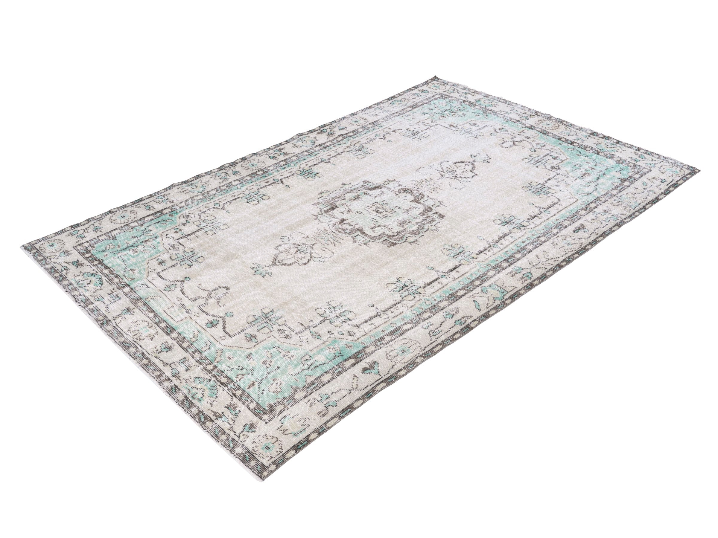 Turkish Manisa area rug in cream and greige, view 3 of 10