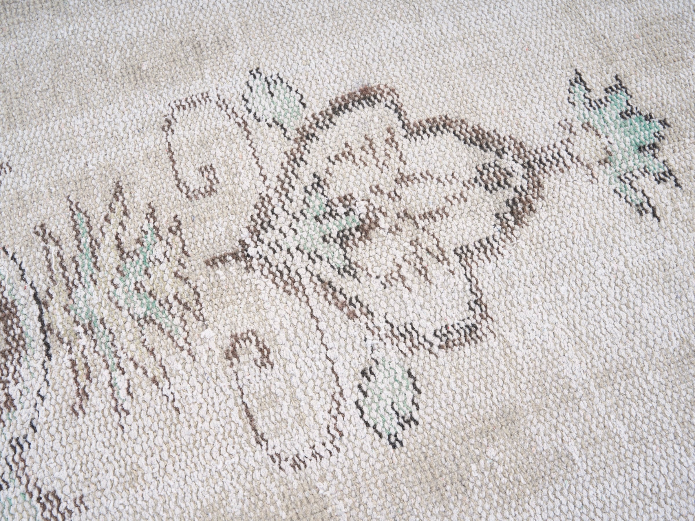 Turkish Manisa area rug in cream and greige, view 7 of 10