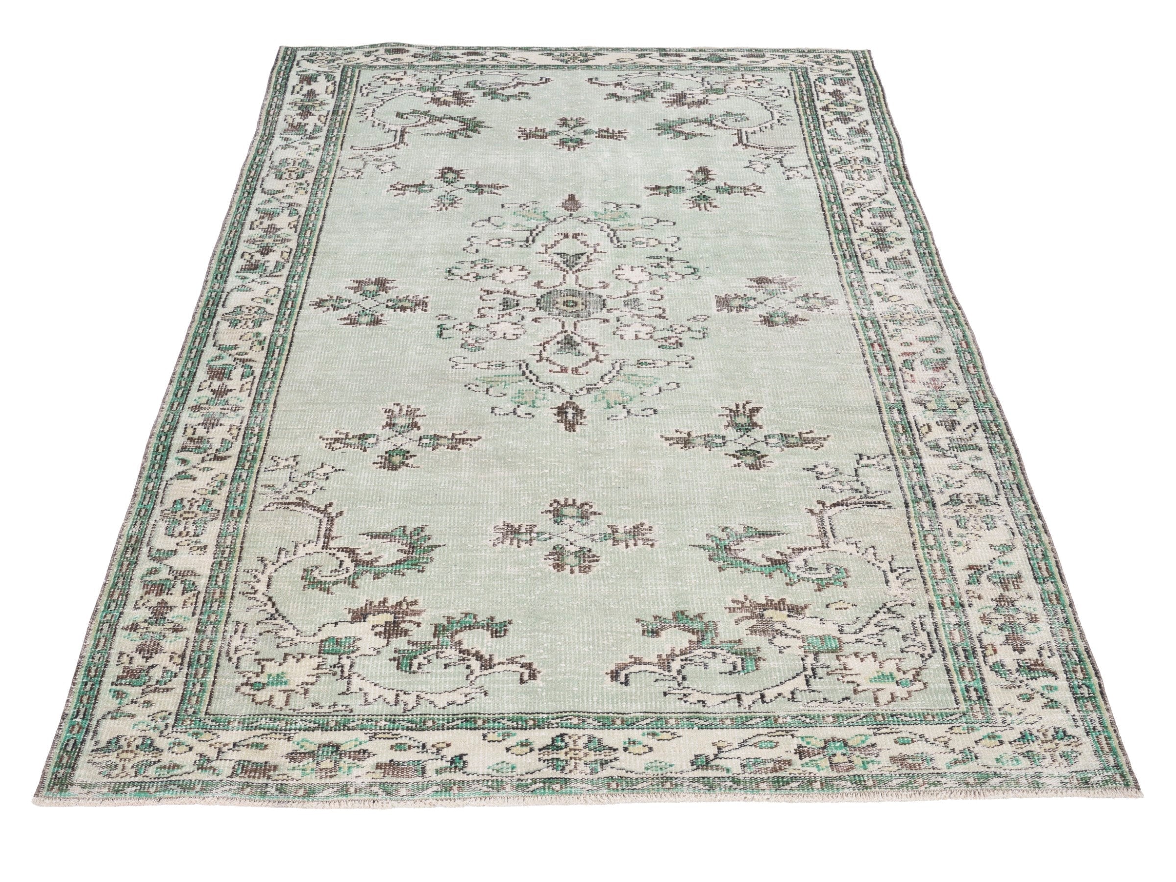 Turkish Manisa area rug in cream and taupe, view 2 of 10