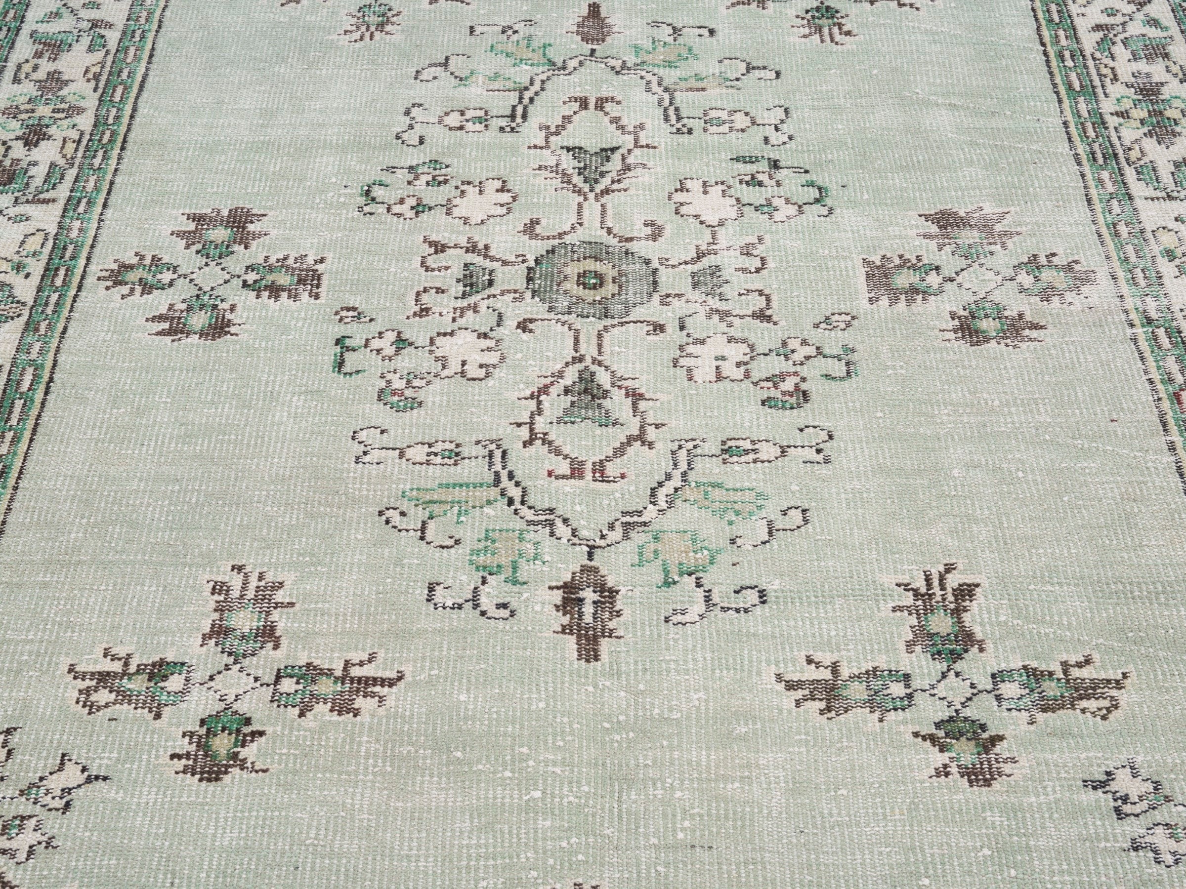 Turkish Manisa area rug in cream and taupe, view 4 of 10