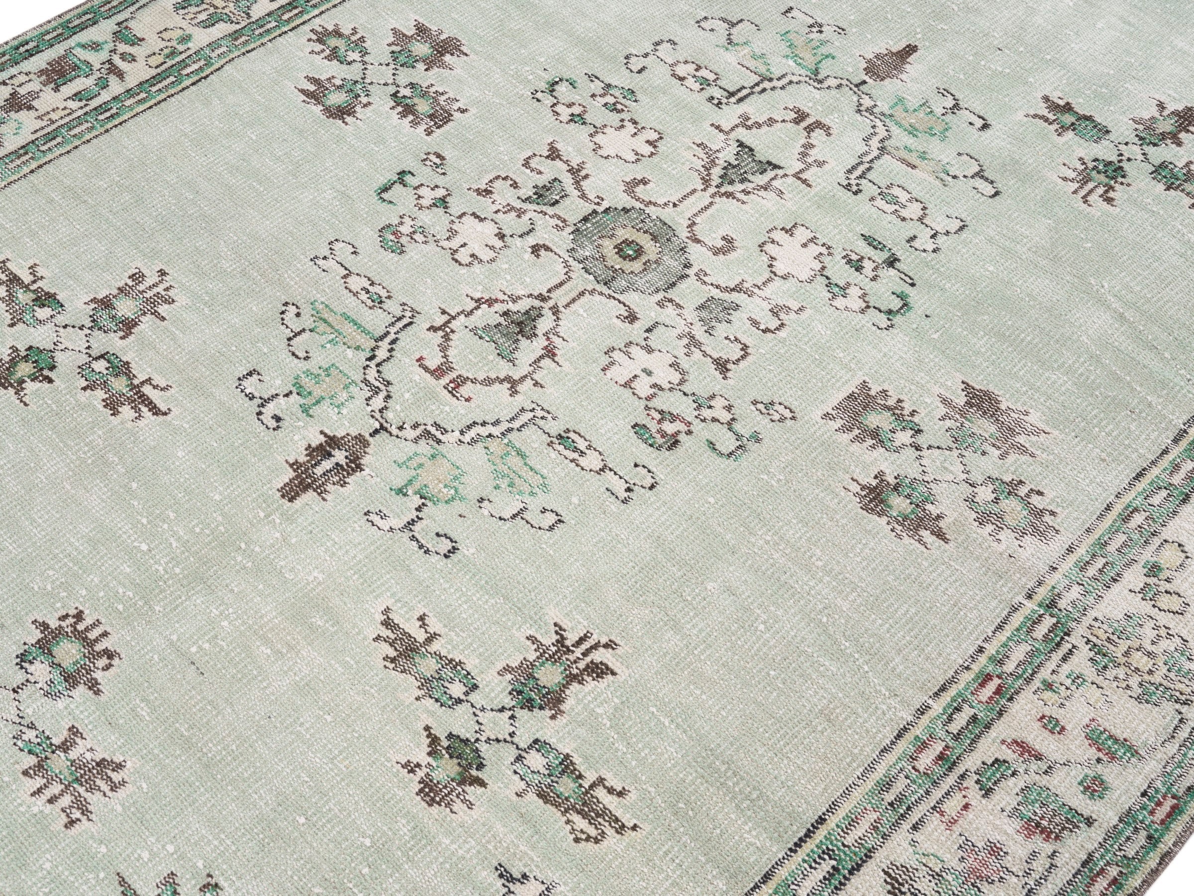 Turkish Manisa area rug in cream and taupe, view 5 of 10