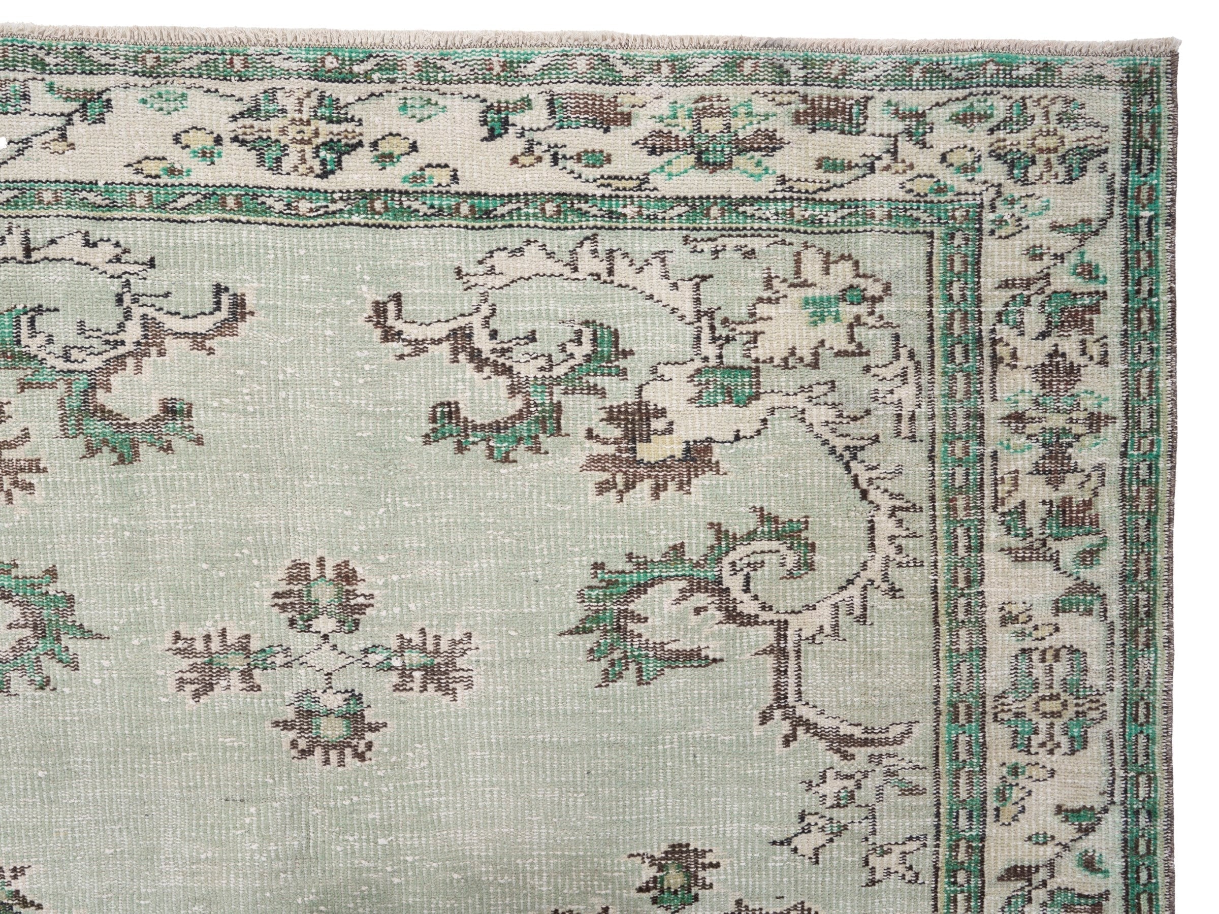 Turkish Manisa area rug in cream and taupe, view 8 of 10