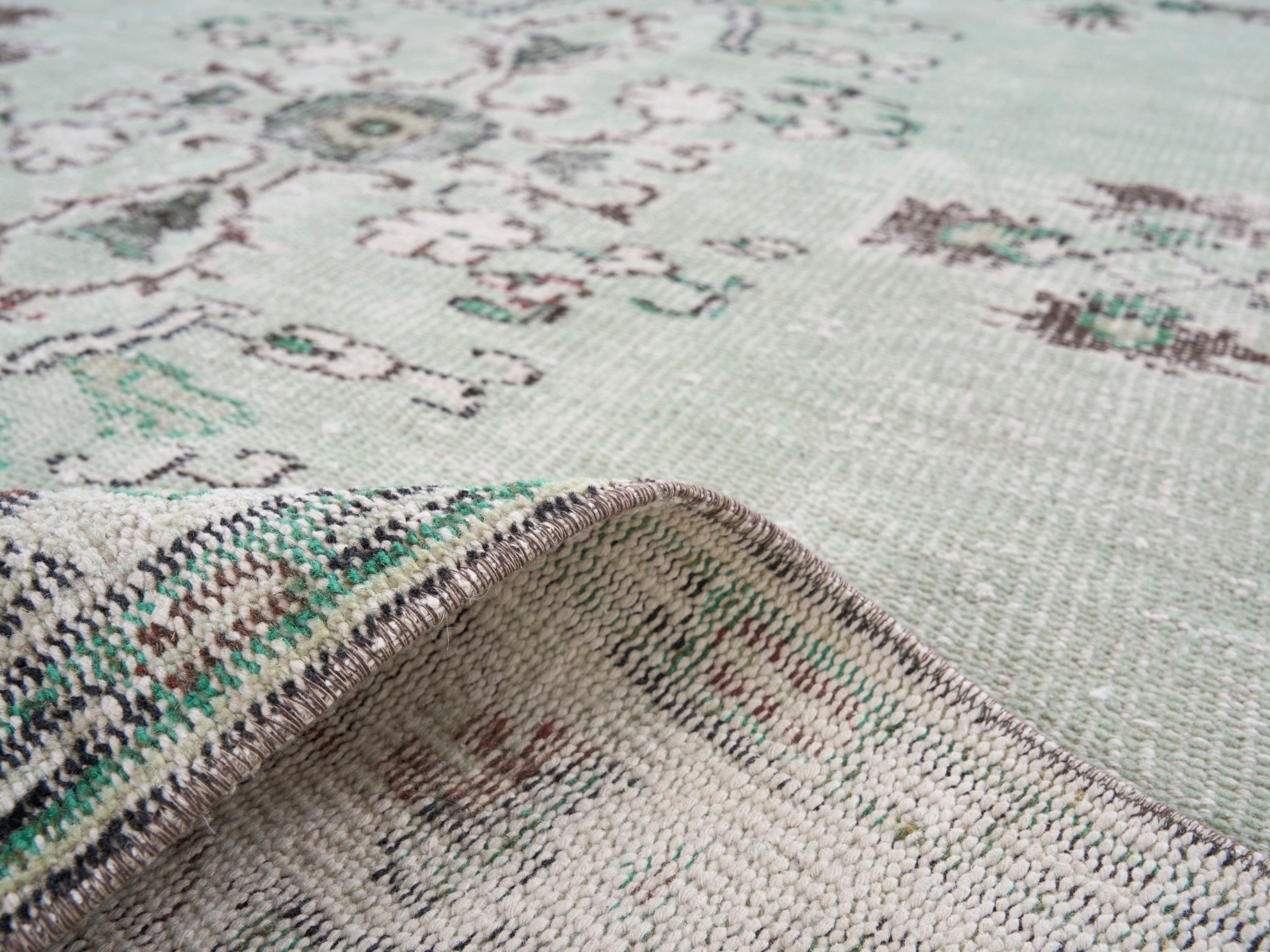 Turkish Manisa area rug in cream and taupe, view 9 of 10