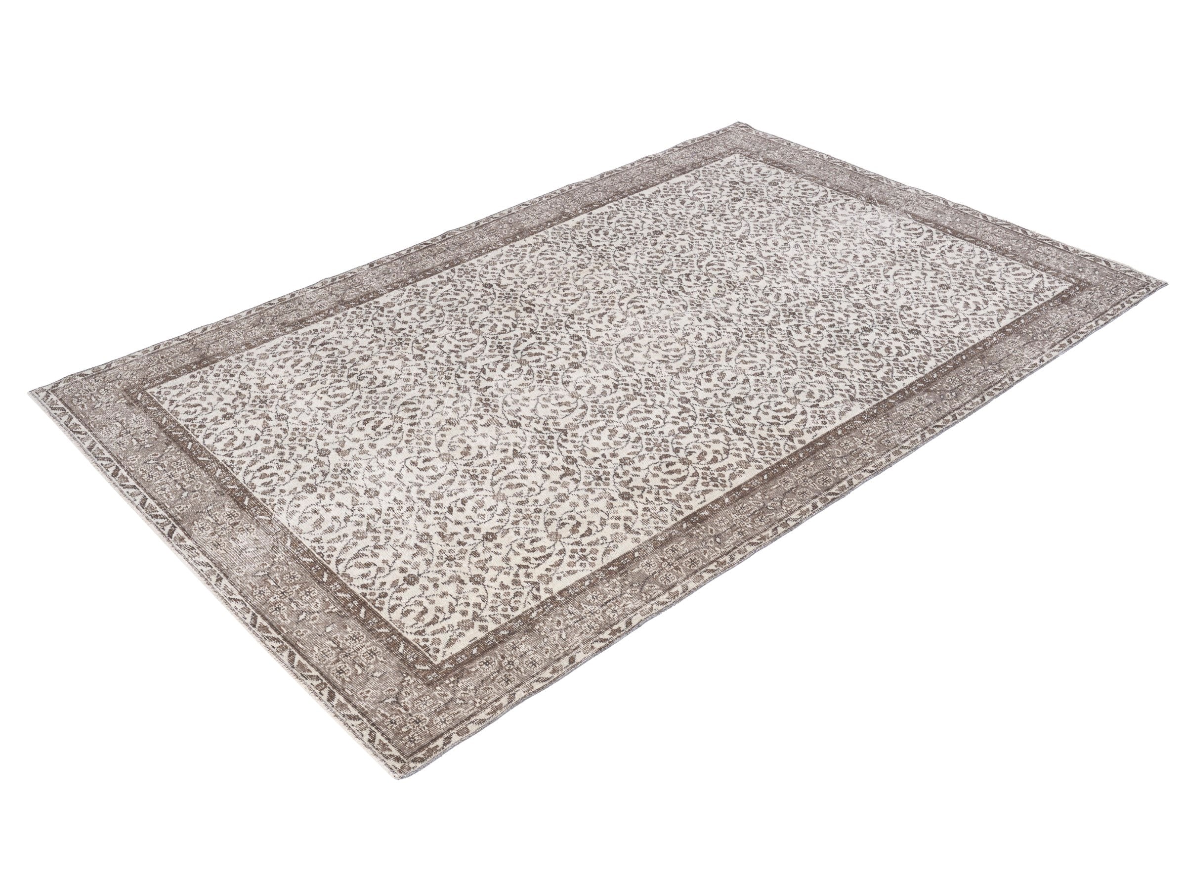 Turkish Isparta area rug in cream and greige, view 3 of 10