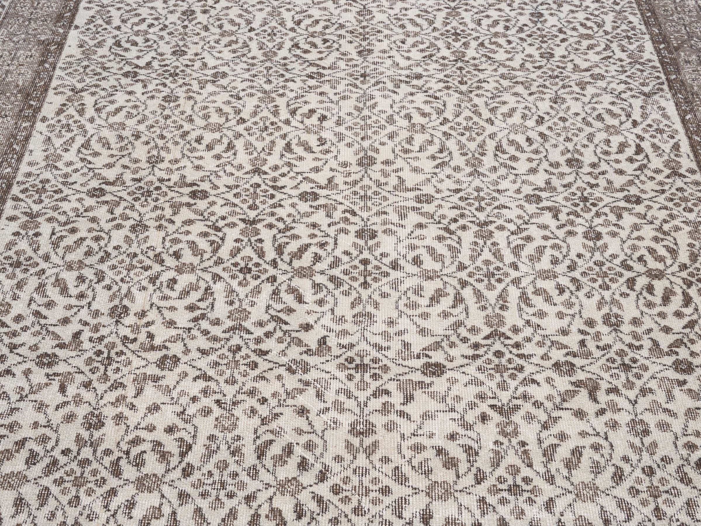 Turkish Isparta area rug in cream and greige, view 4 of 10