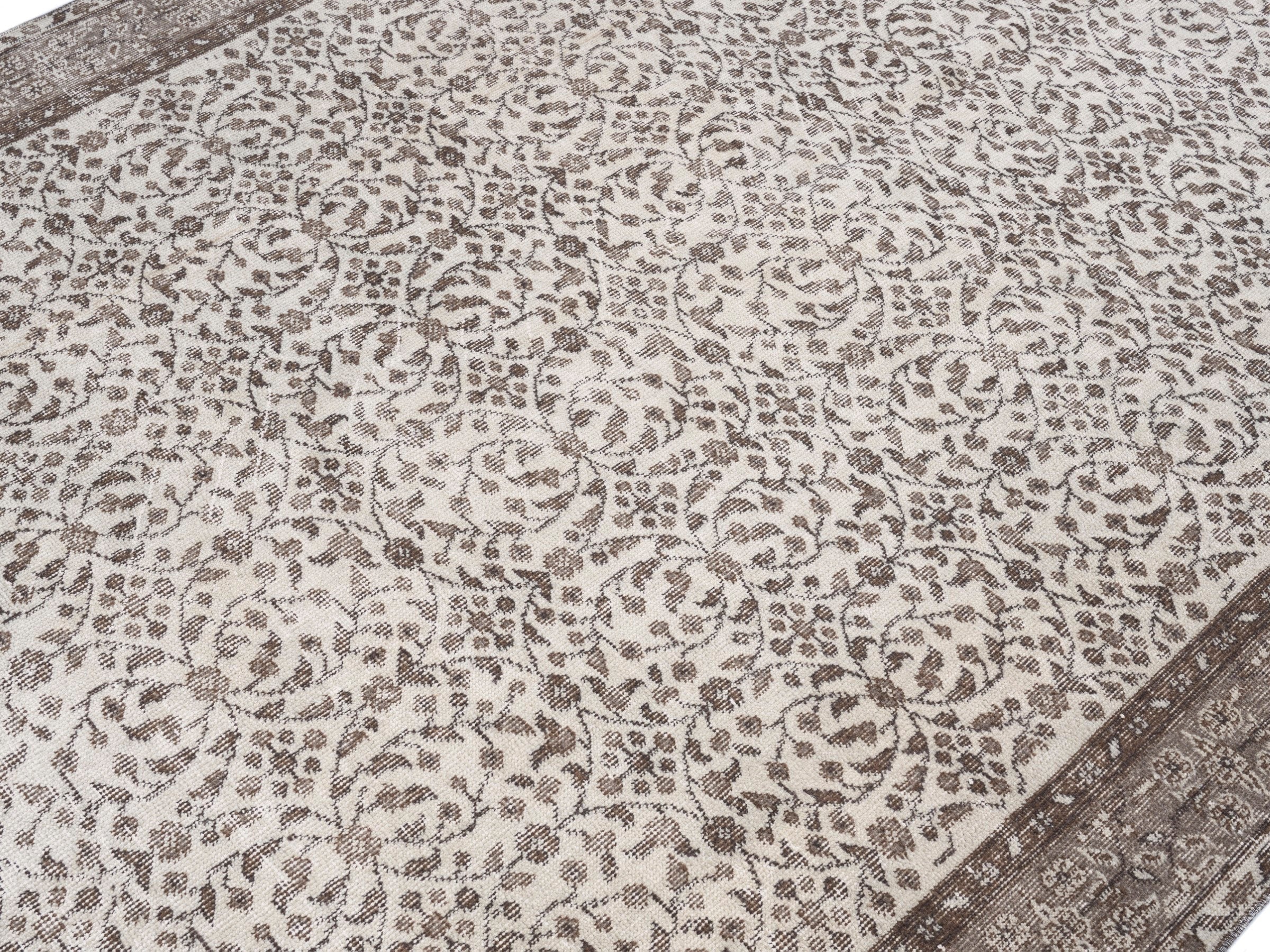 Turkish Isparta area rug in cream and greige, view 5 of 10