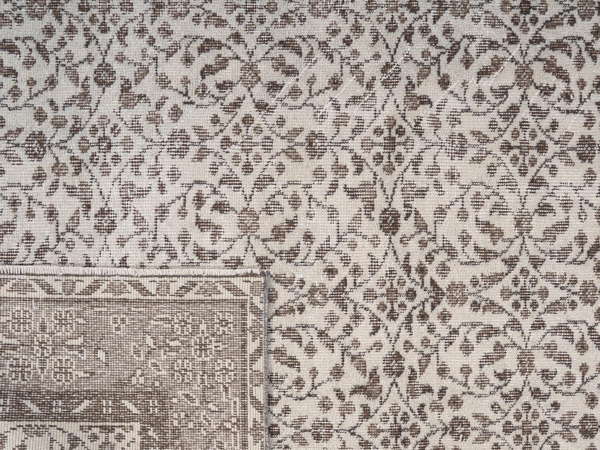 Turkish Isparta area rug in cream and greige, view 10 of 10