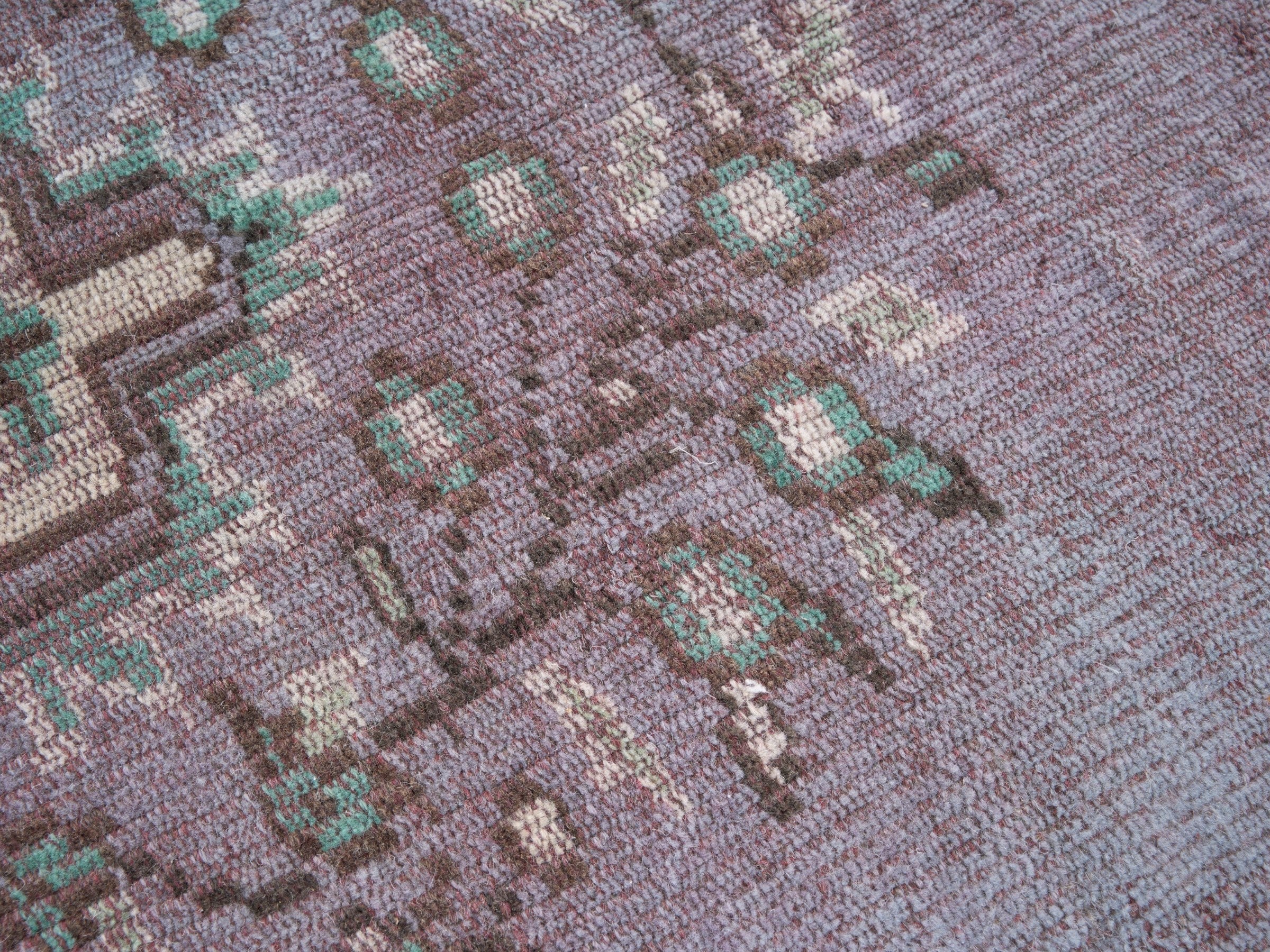 Turkish Manisa area rug in dusty rose and cream, view 7 of 10