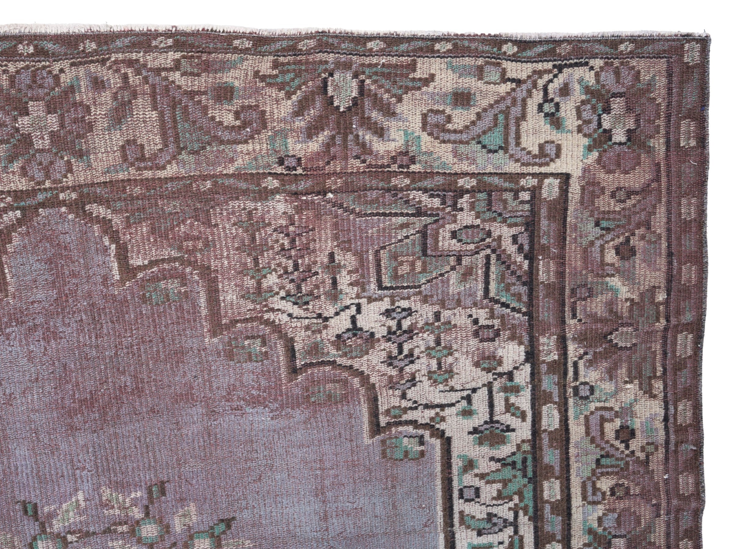 Turkish Manisa area rug in dusty rose and cream, view 8 of 10