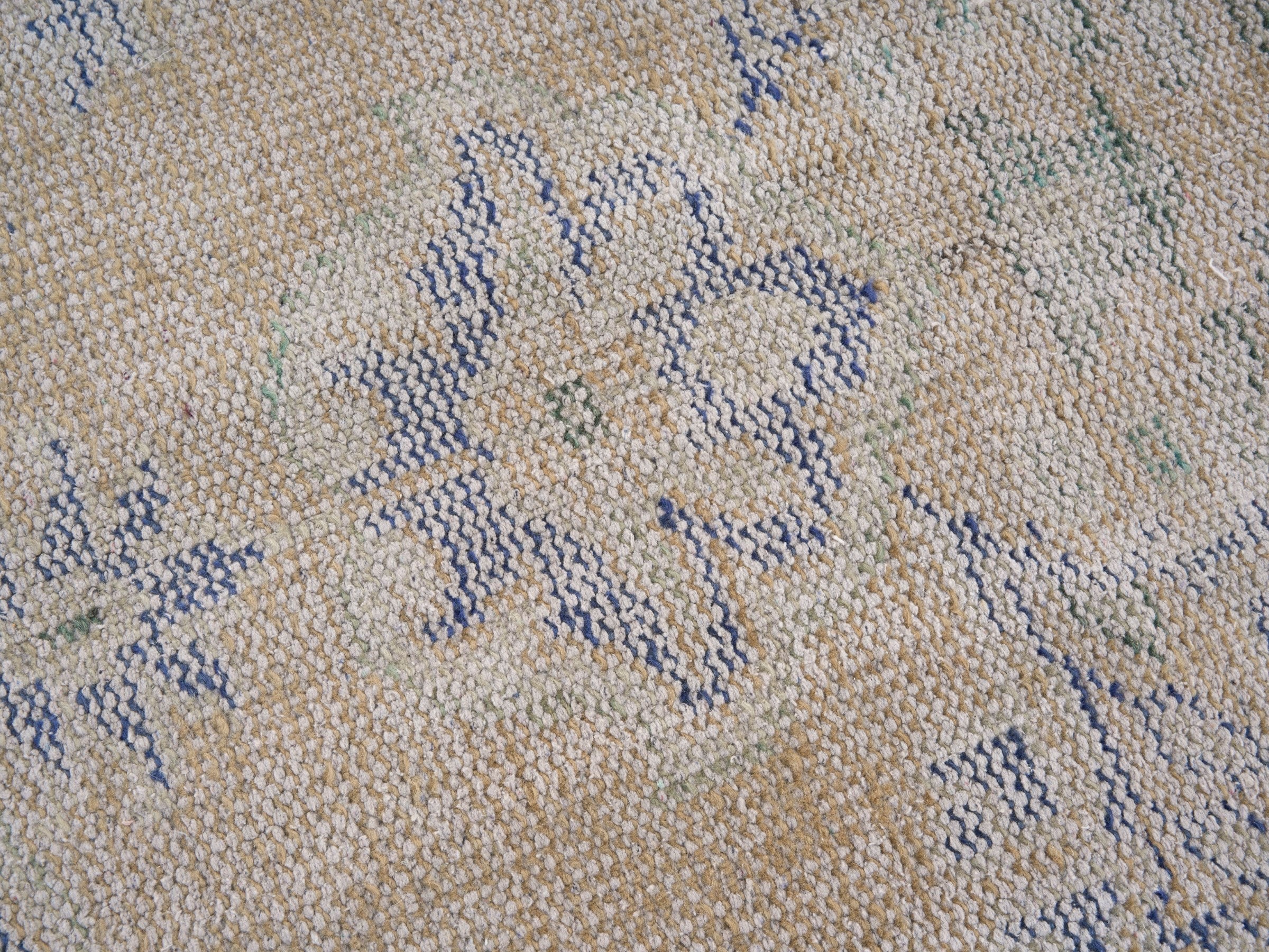 Turkish Manisa area rug in beige and dusty blue, view 7 of 10