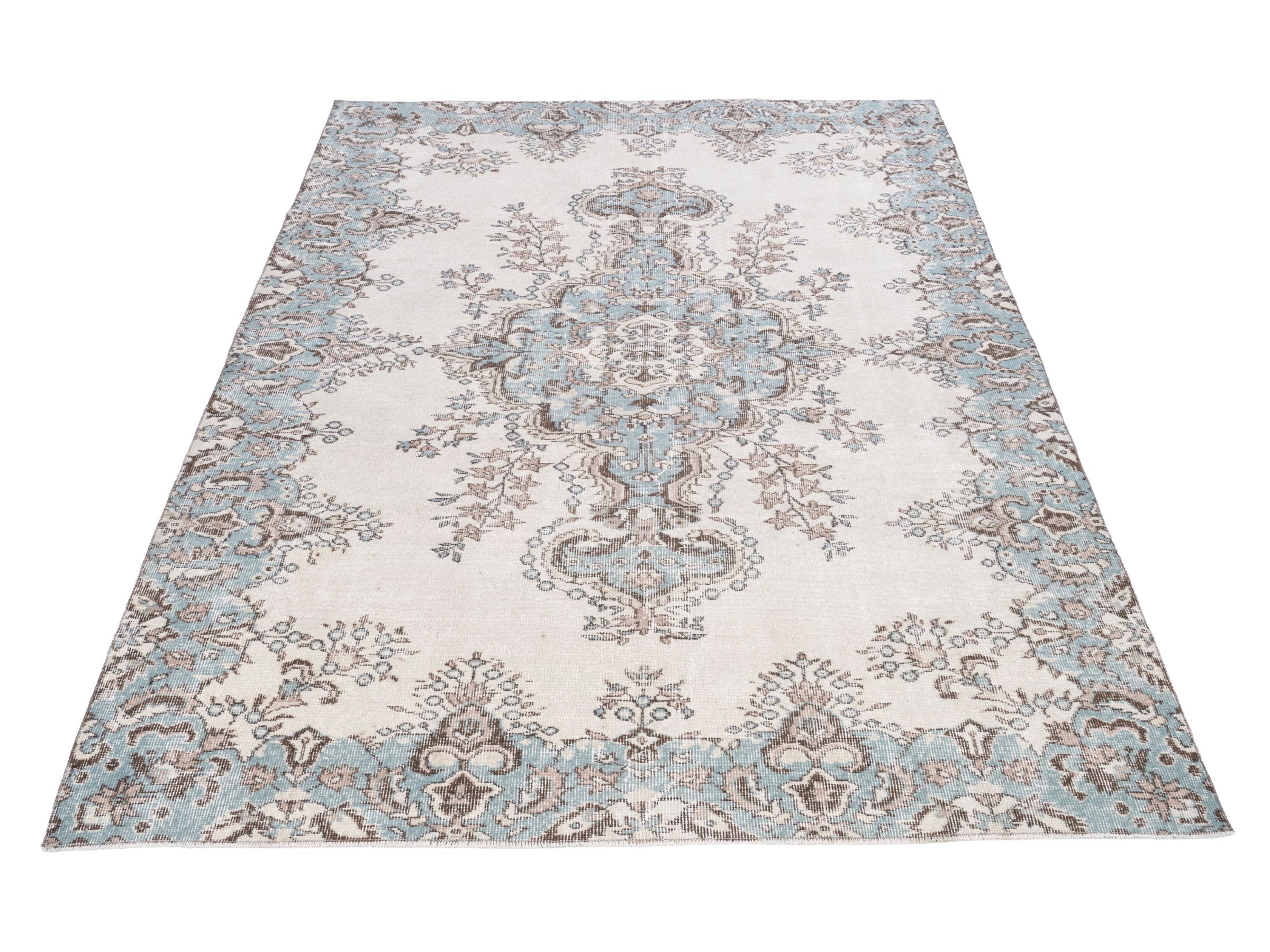 Turkish Isparta area rug in ivory and taupe, view 2 of 10