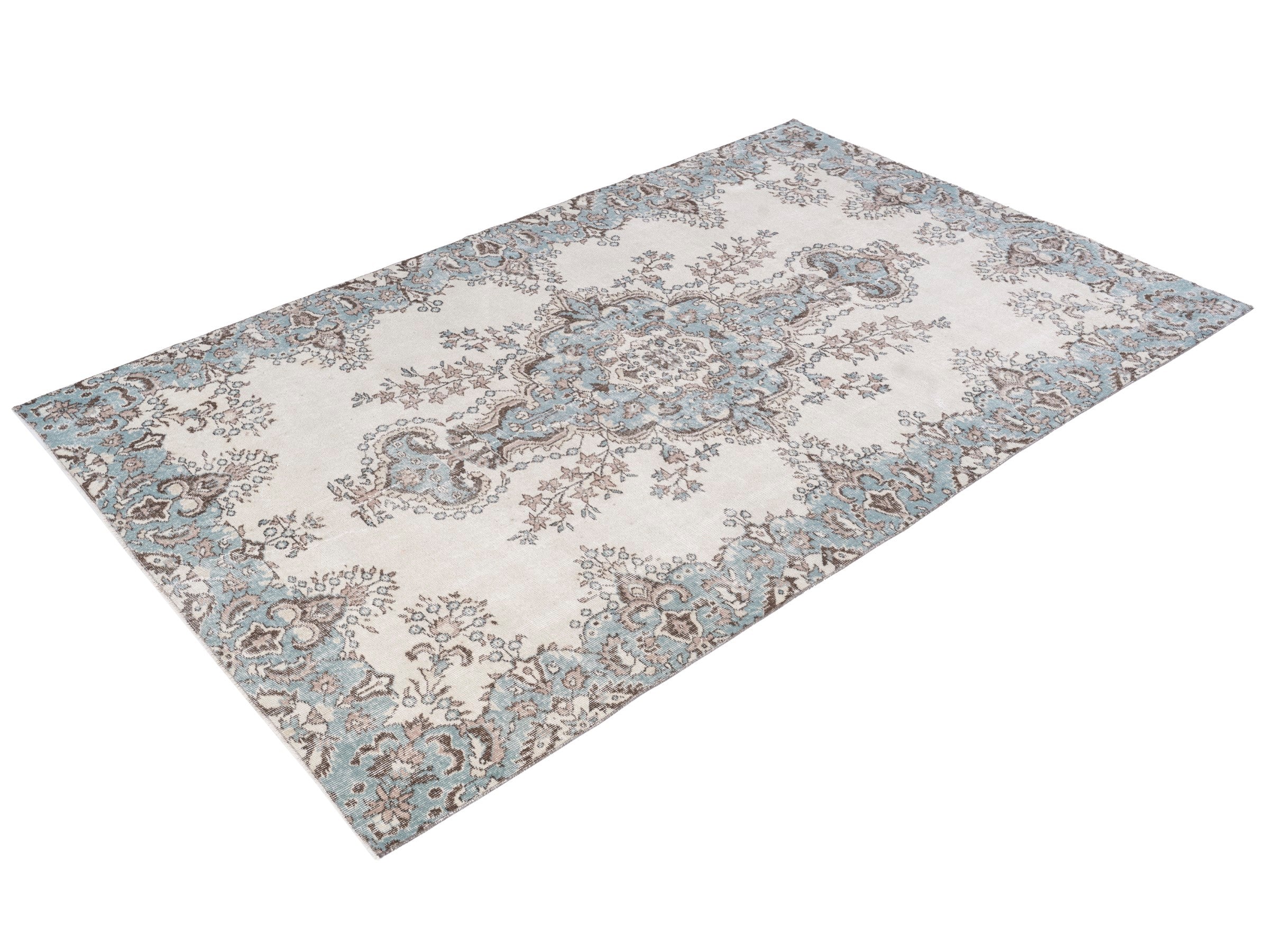 Turkish Isparta area rug in ivory and taupe, view 3 of 10