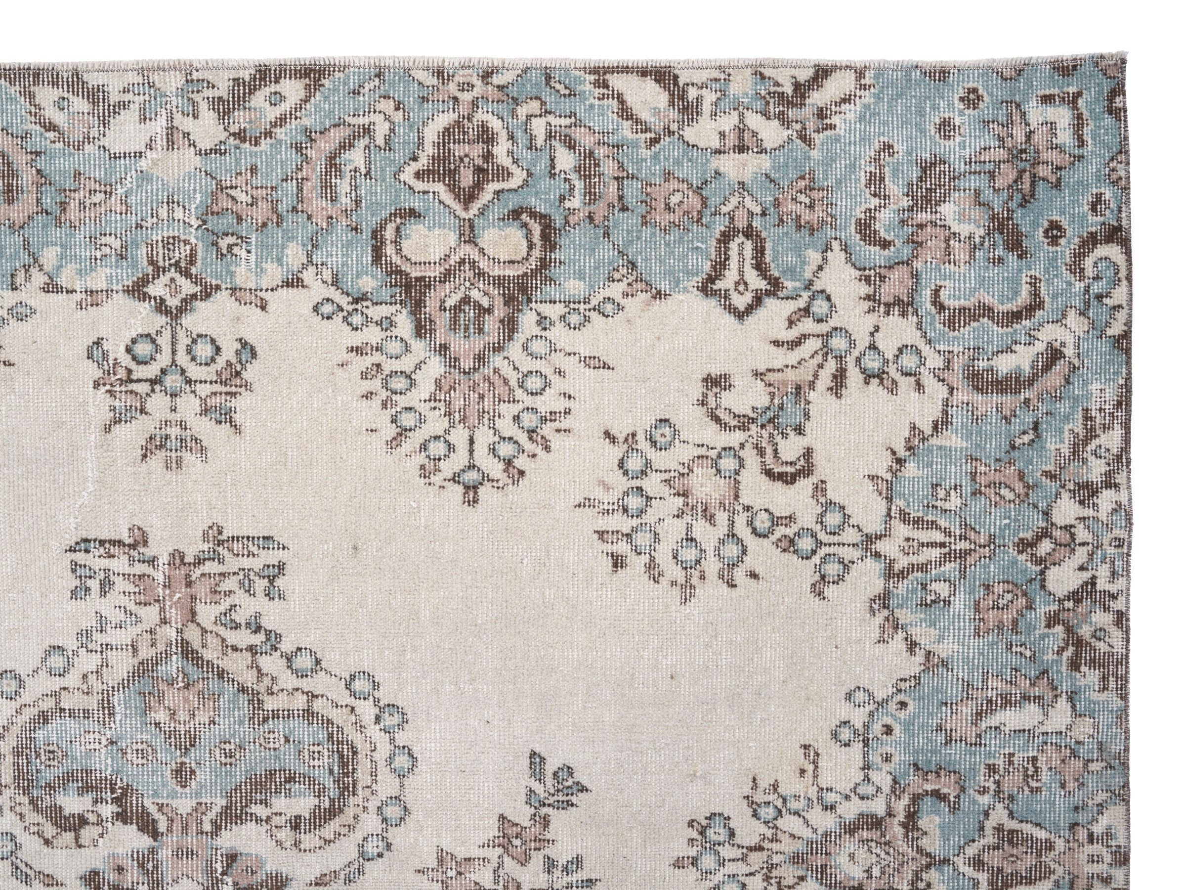 Turkish Isparta area rug in ivory and taupe, view 8 of 10