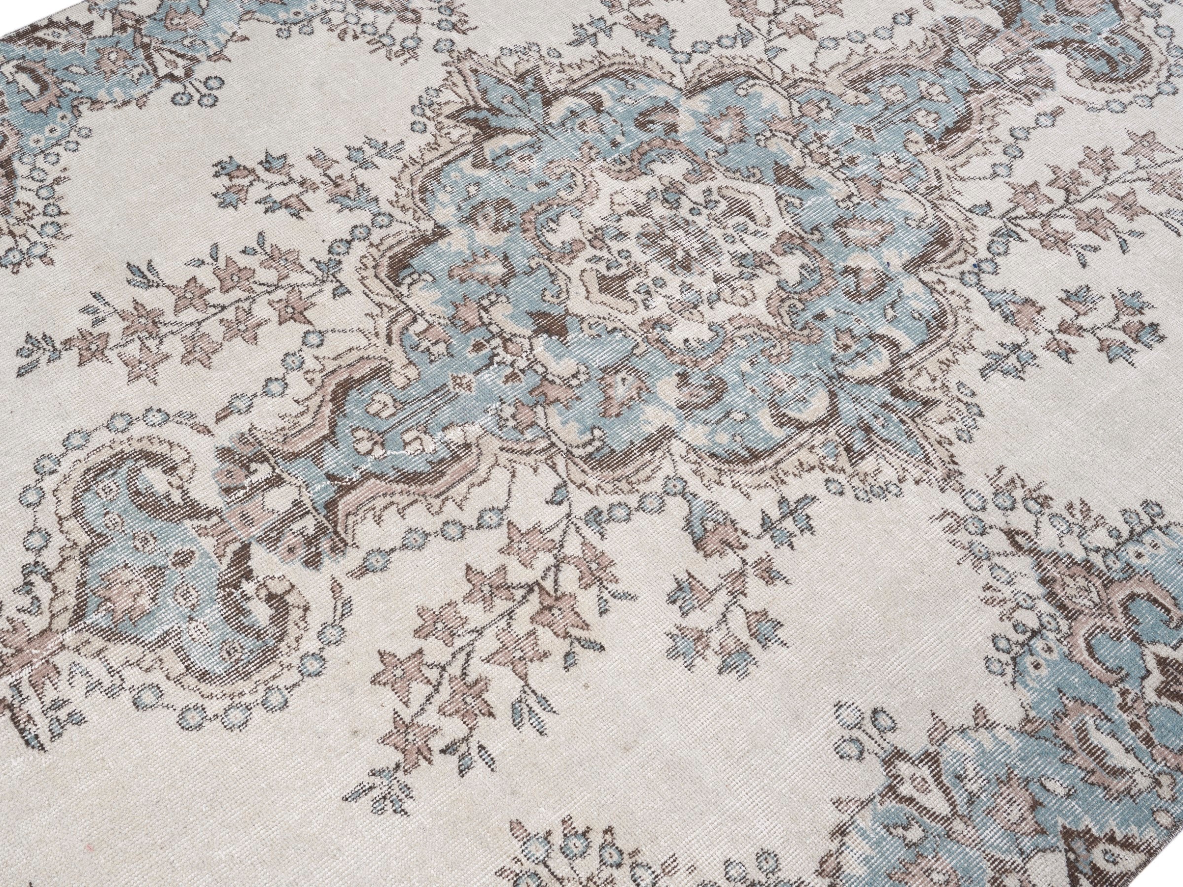 Turkish Isparta area rug in ivory and taupe, view 5 of 10