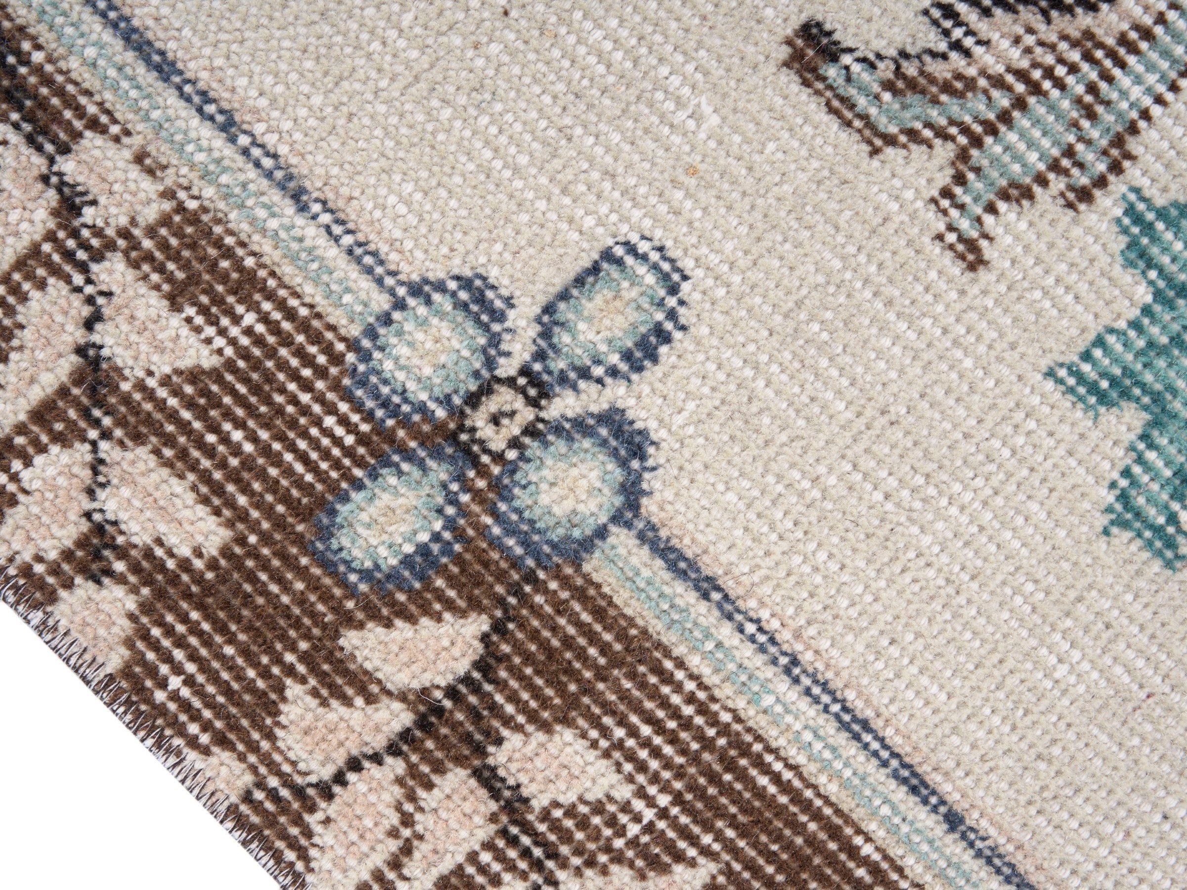 Turkish Isparta area rug in rose and cream, view 6 of 10
