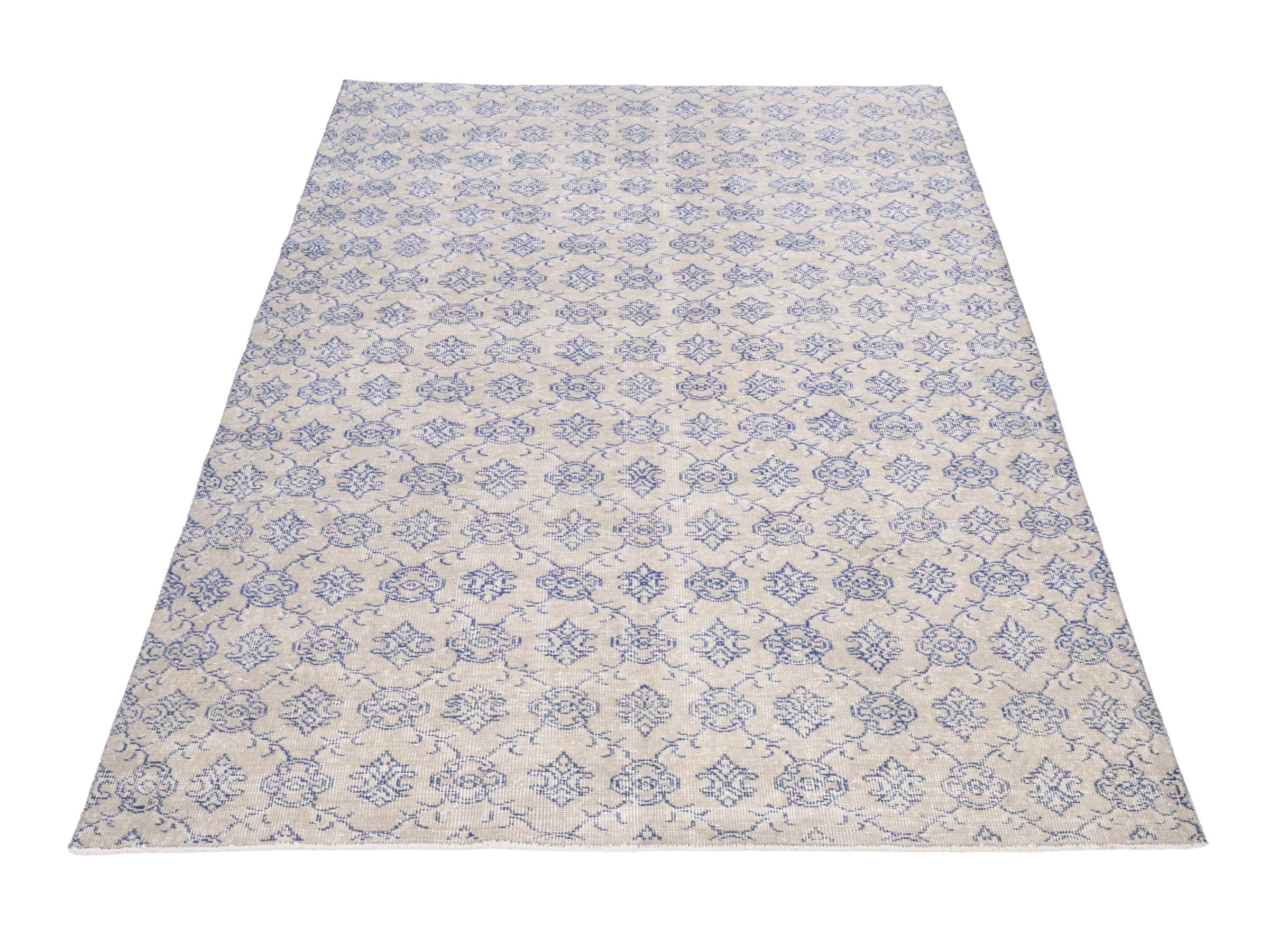 Turkish Isparta area rug in cream and denim, view 2 of 10