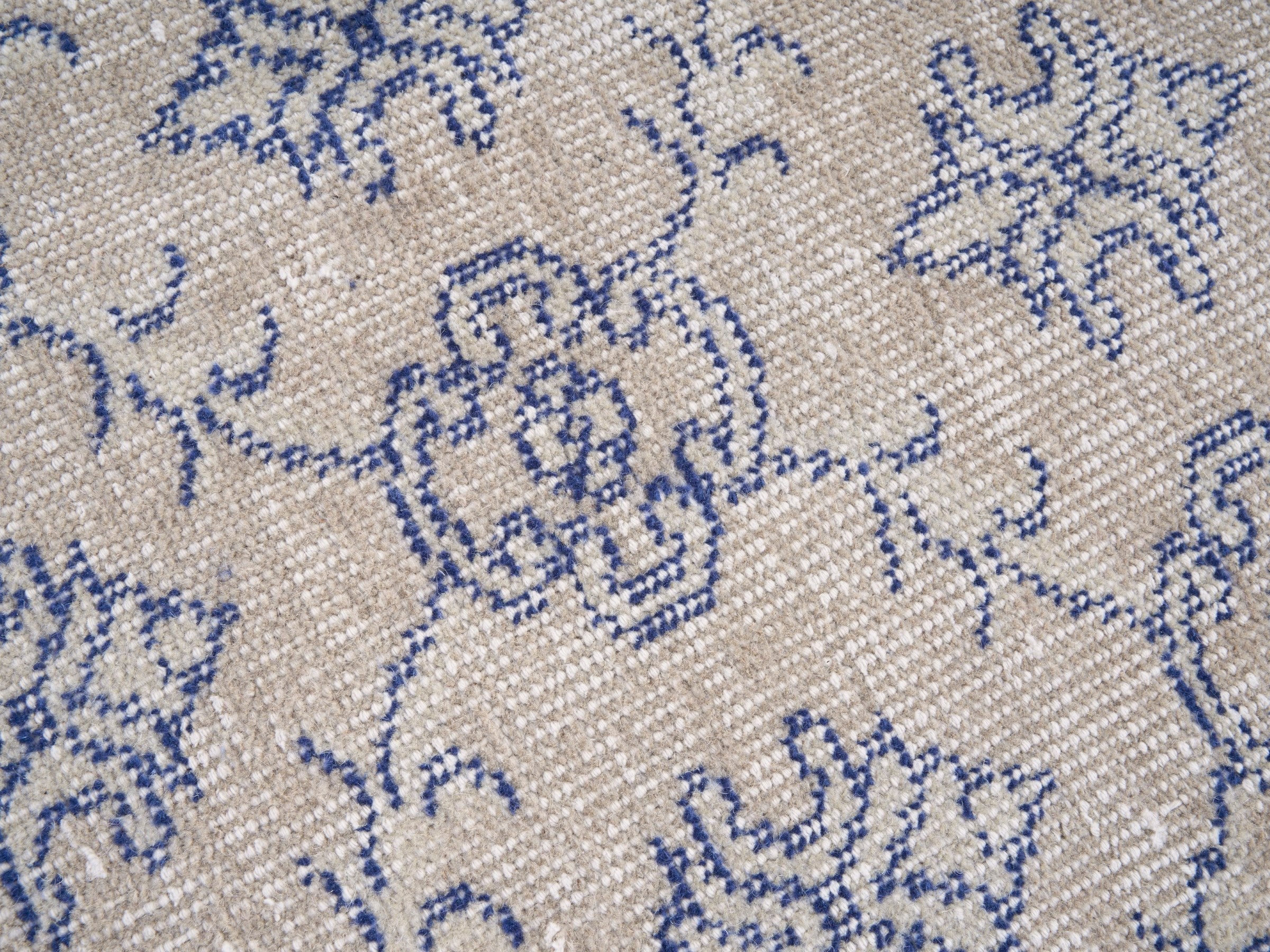 Turkish Isparta area rug in cream and denim, view 7 of 10