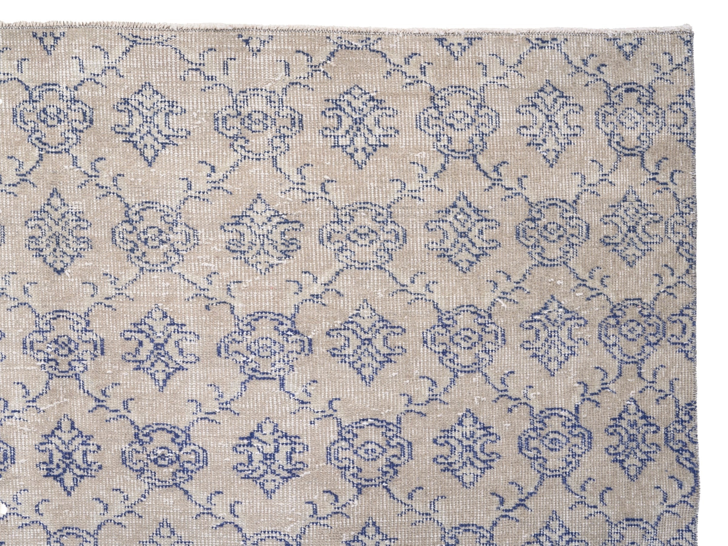 Turkish Isparta area rug in cream and denim, view 8 of 10
