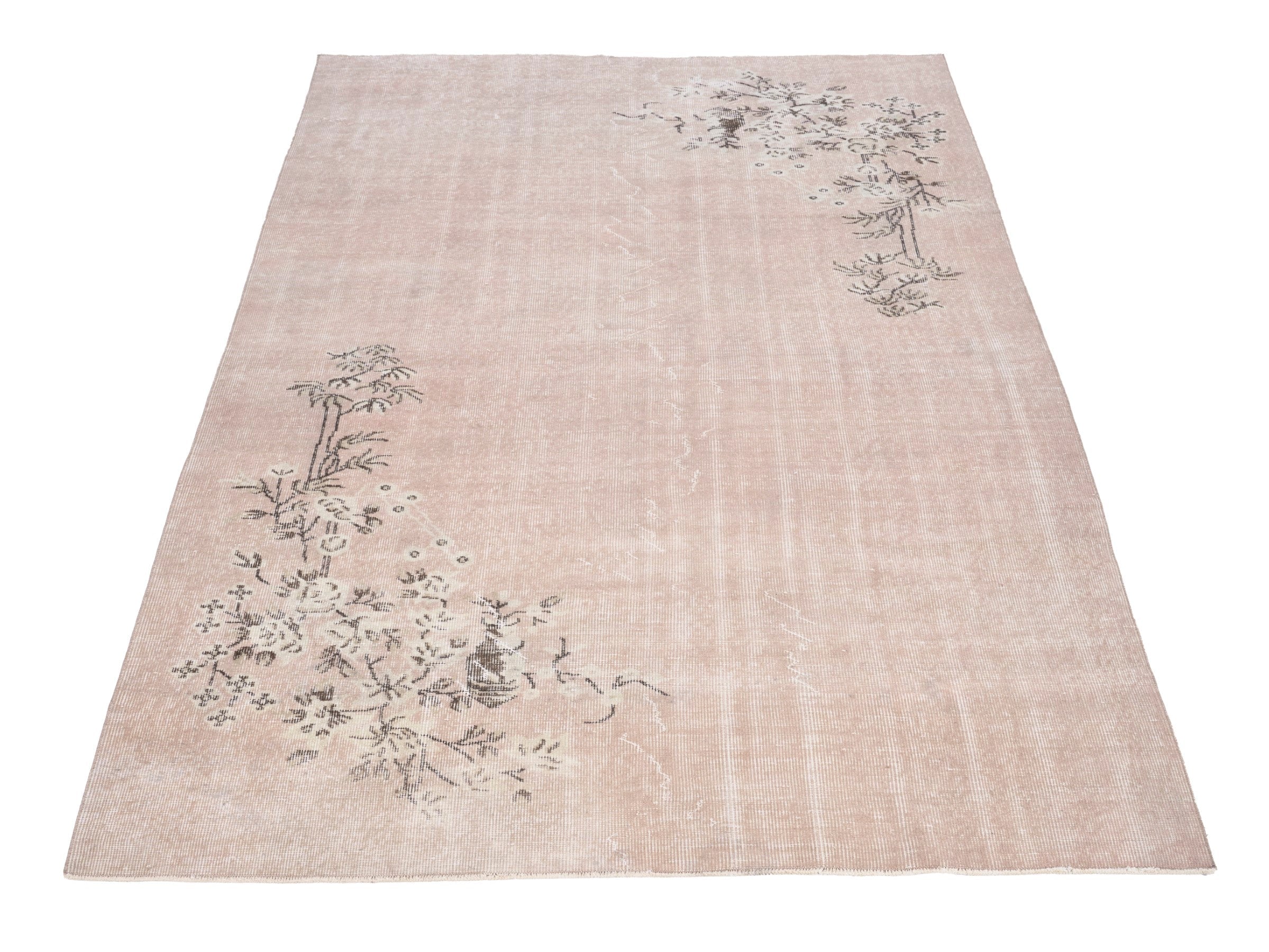 Turkish Isparta area rug in dusty rose and muted pink, view 2 of 10