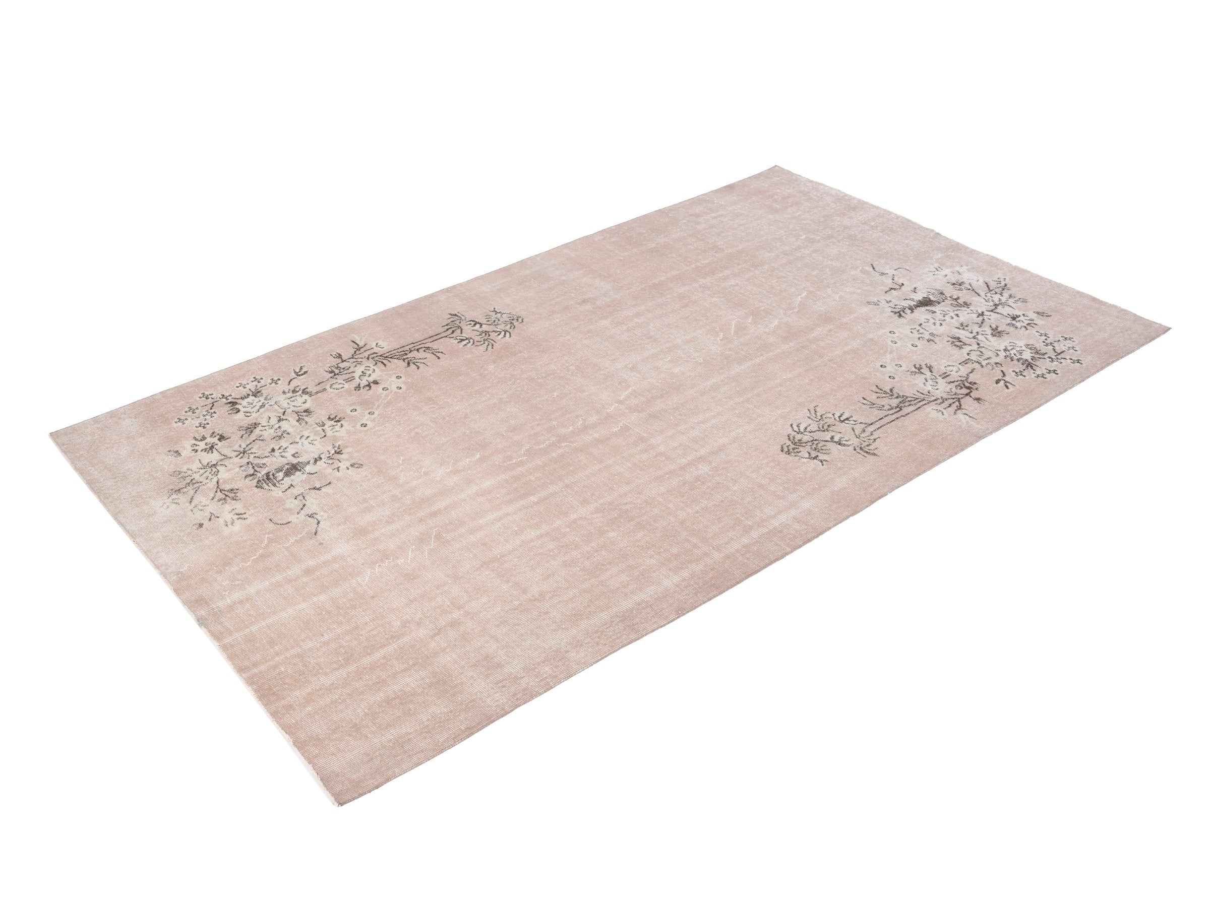 Turkish Isparta area rug in dusty rose and muted pink, view 3 of 10