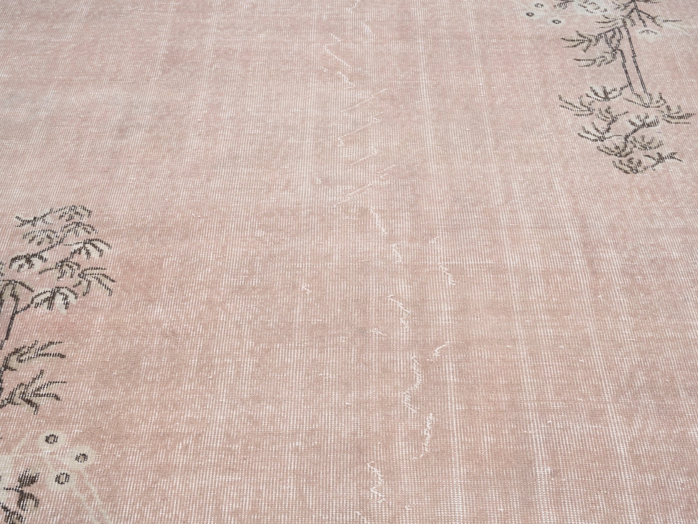 Turkish Isparta area rug in dusty rose and muted pink, view 4 of 10
