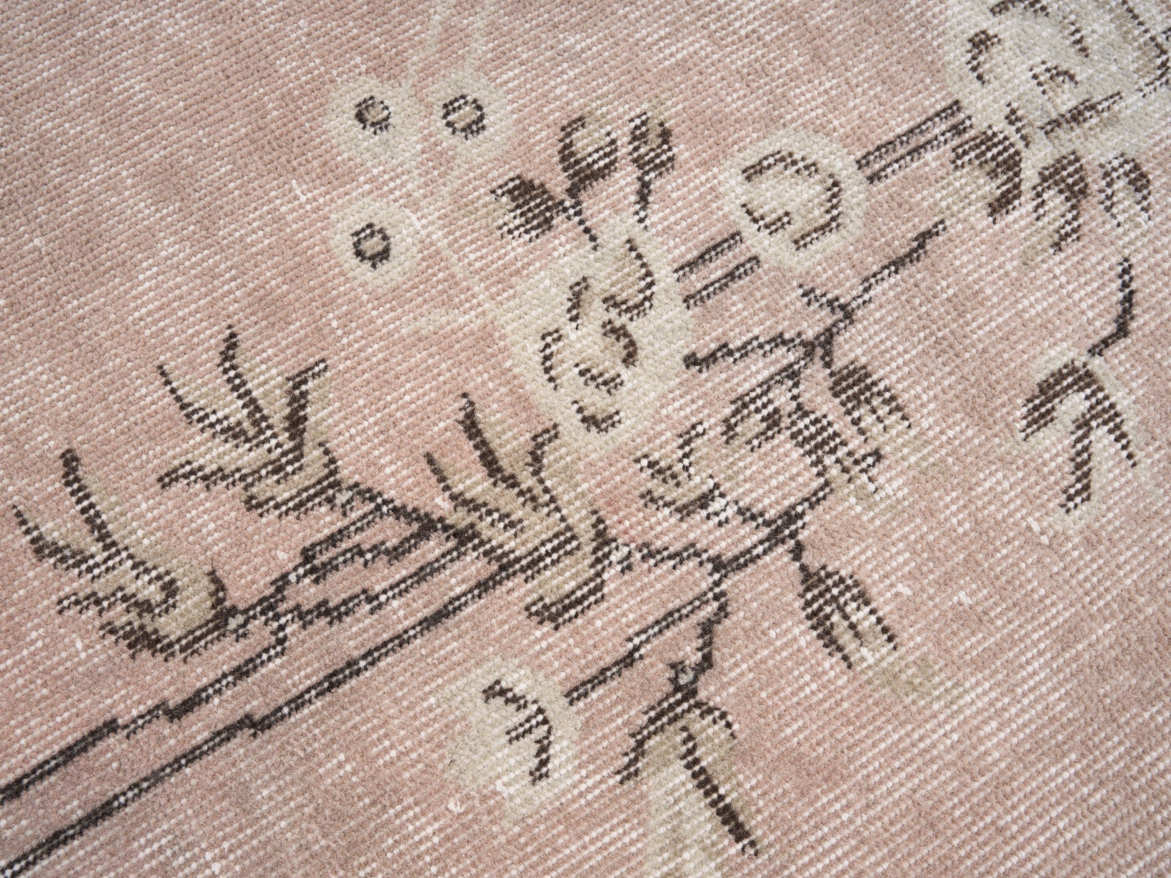 Turkish Isparta area rug in dusty rose and muted pink, view 7 of 10