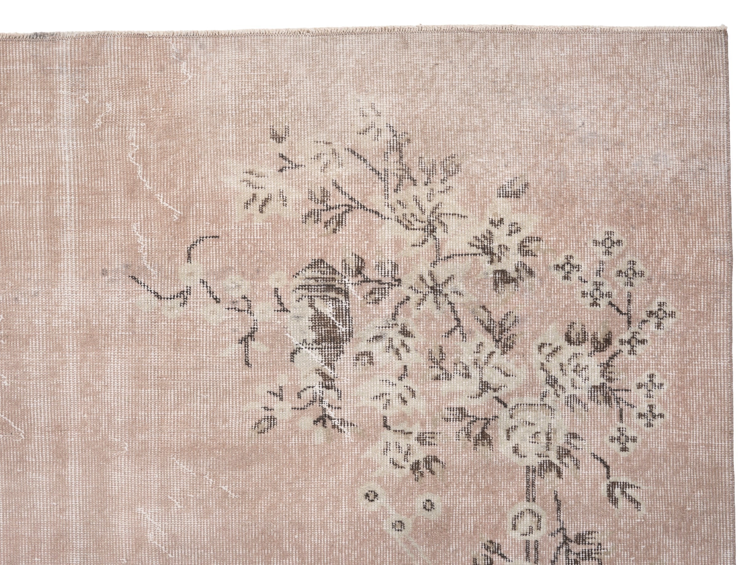 Turkish Isparta area rug in dusty rose and muted pink, view 8 of 10