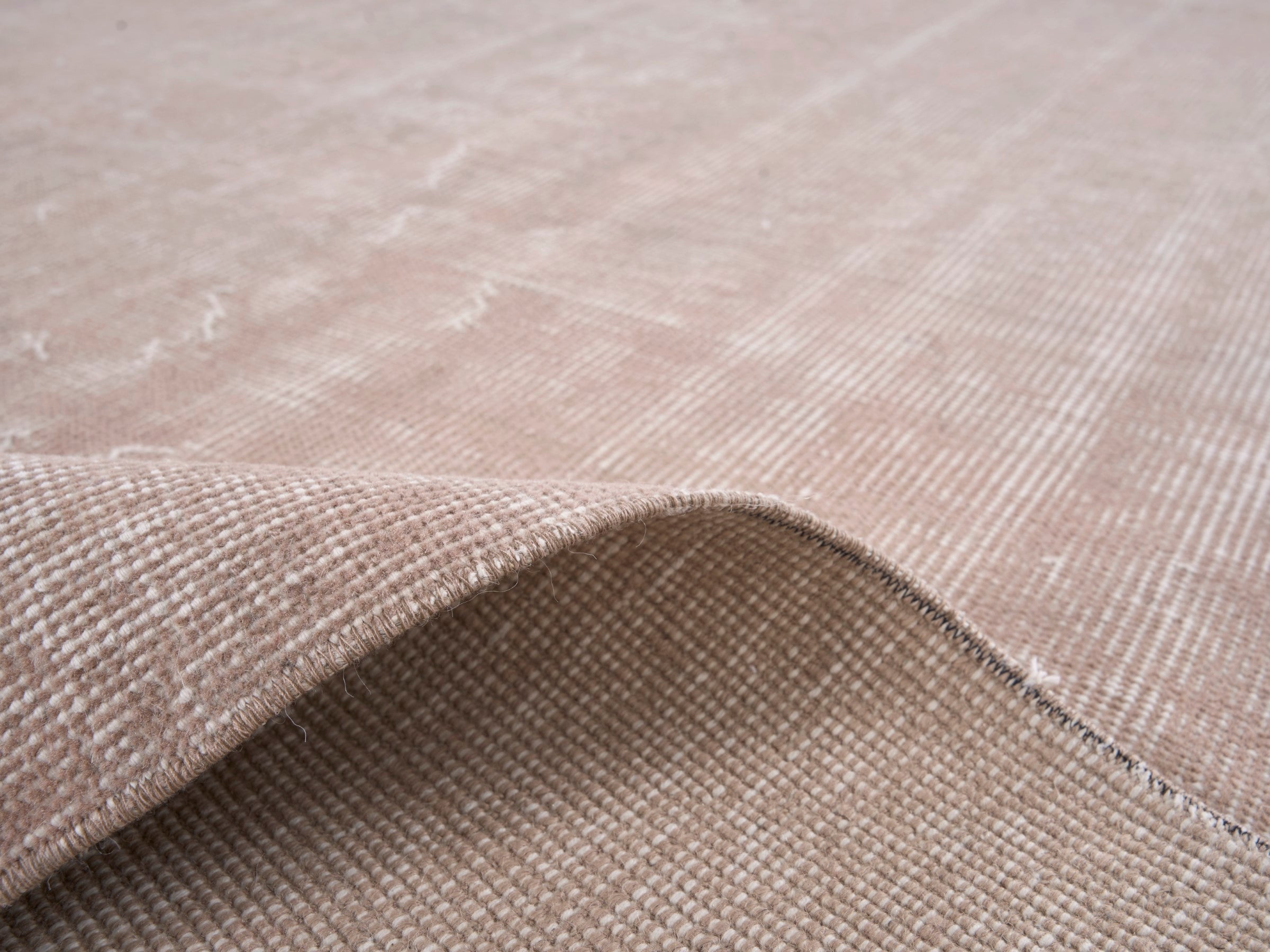 Turkish Isparta area rug in dusty rose and muted pink, view 9 of 10