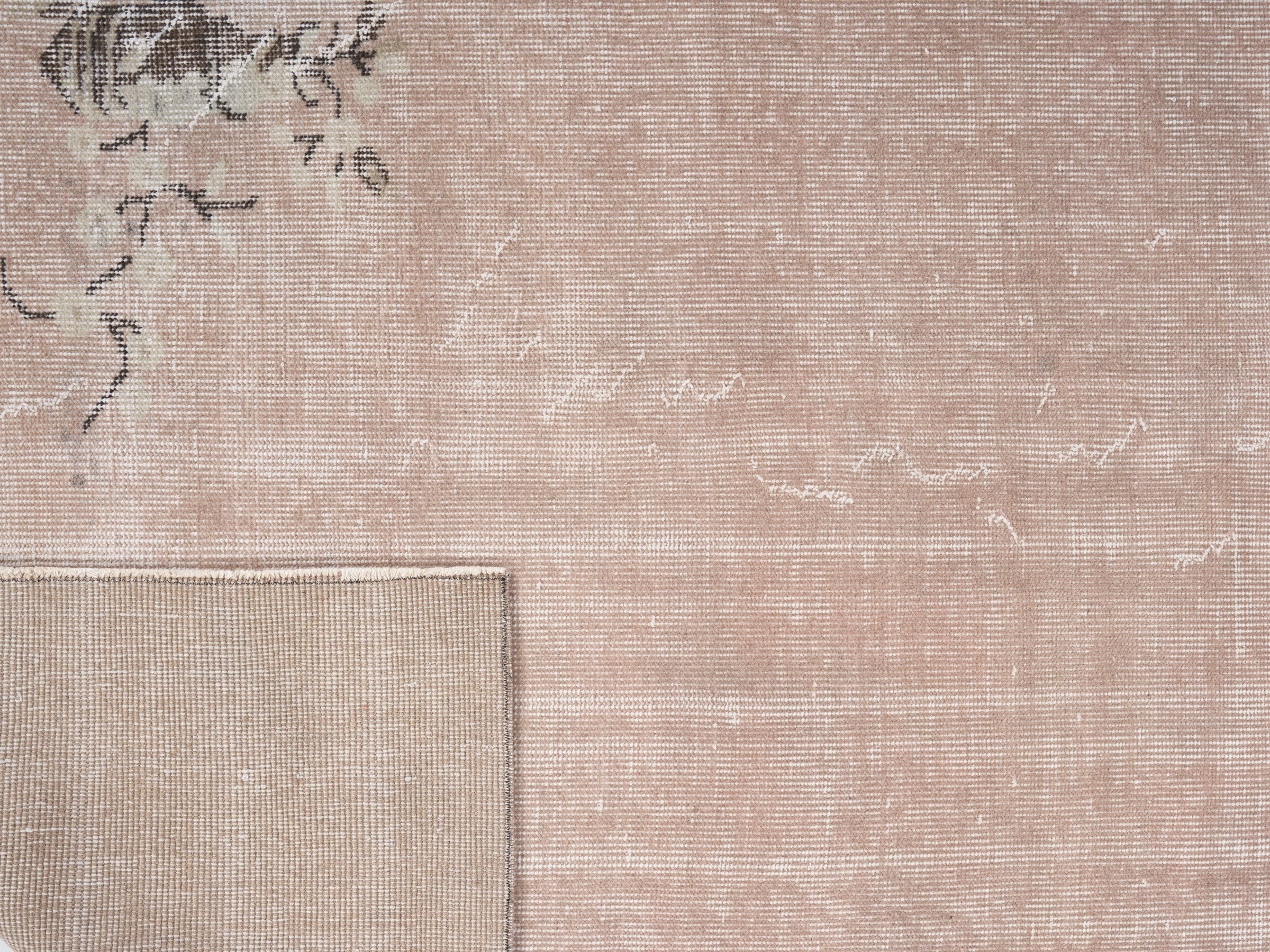 Turkish Isparta area rug in dusty rose and muted pink, view 10 of 10