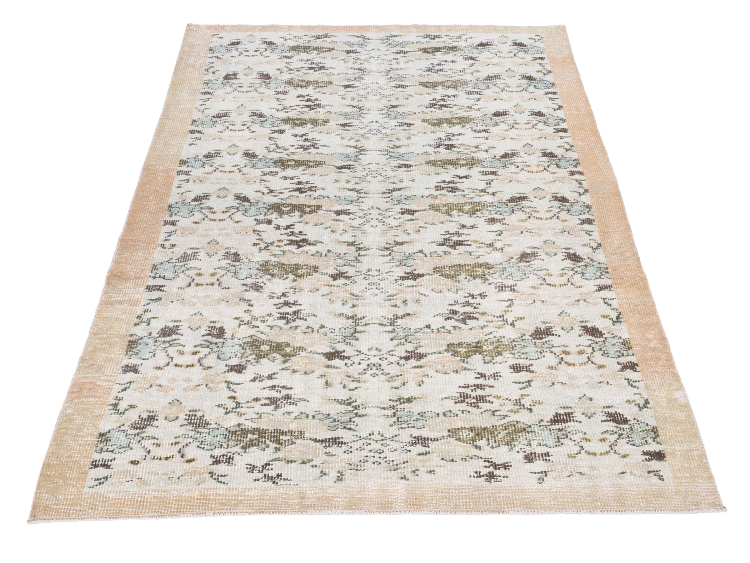 Turkish Manisa area rug in cream and tan, view 2 of 10