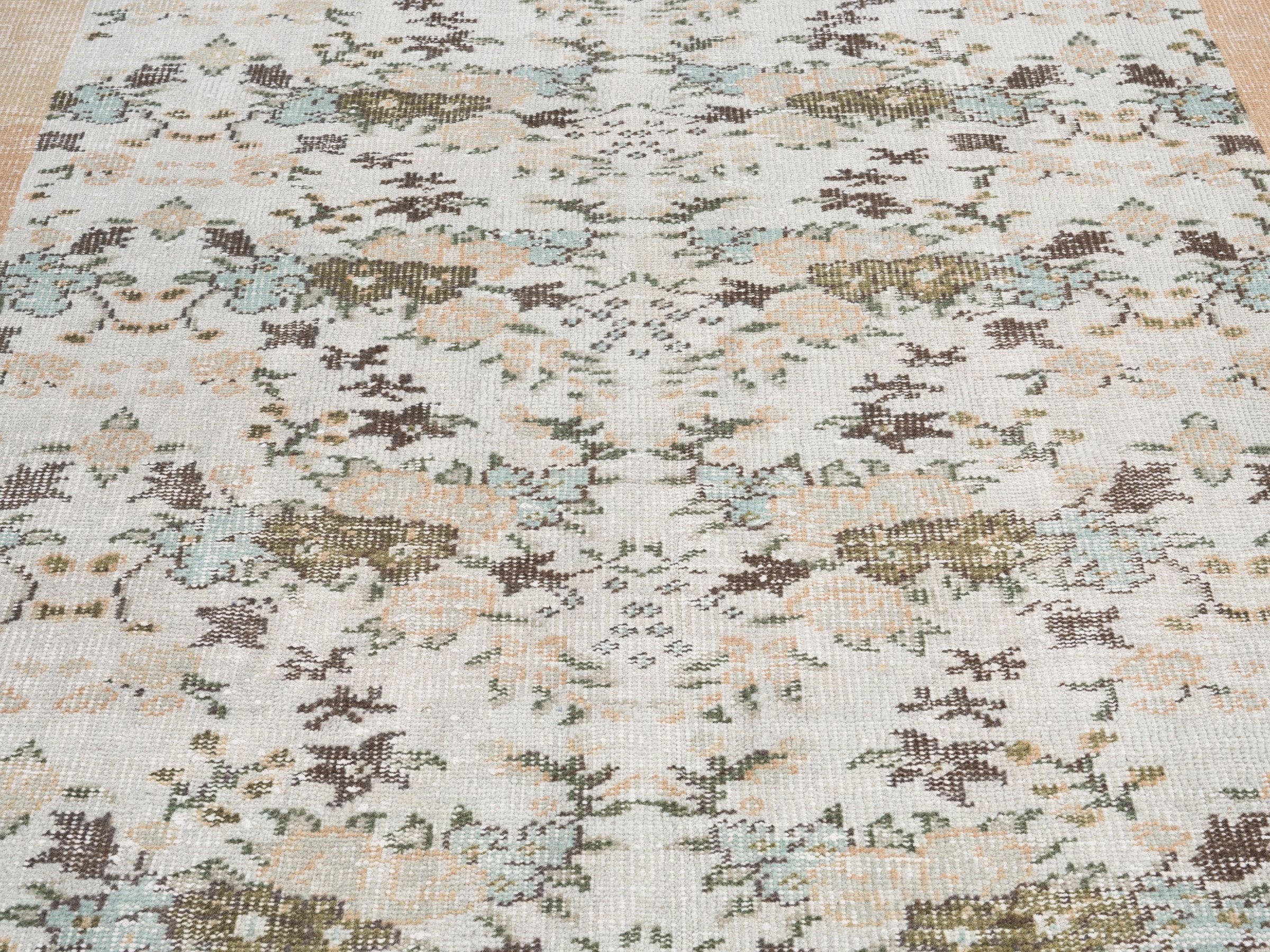 Turkish Manisa area rug in cream and tan, view 4 of 10