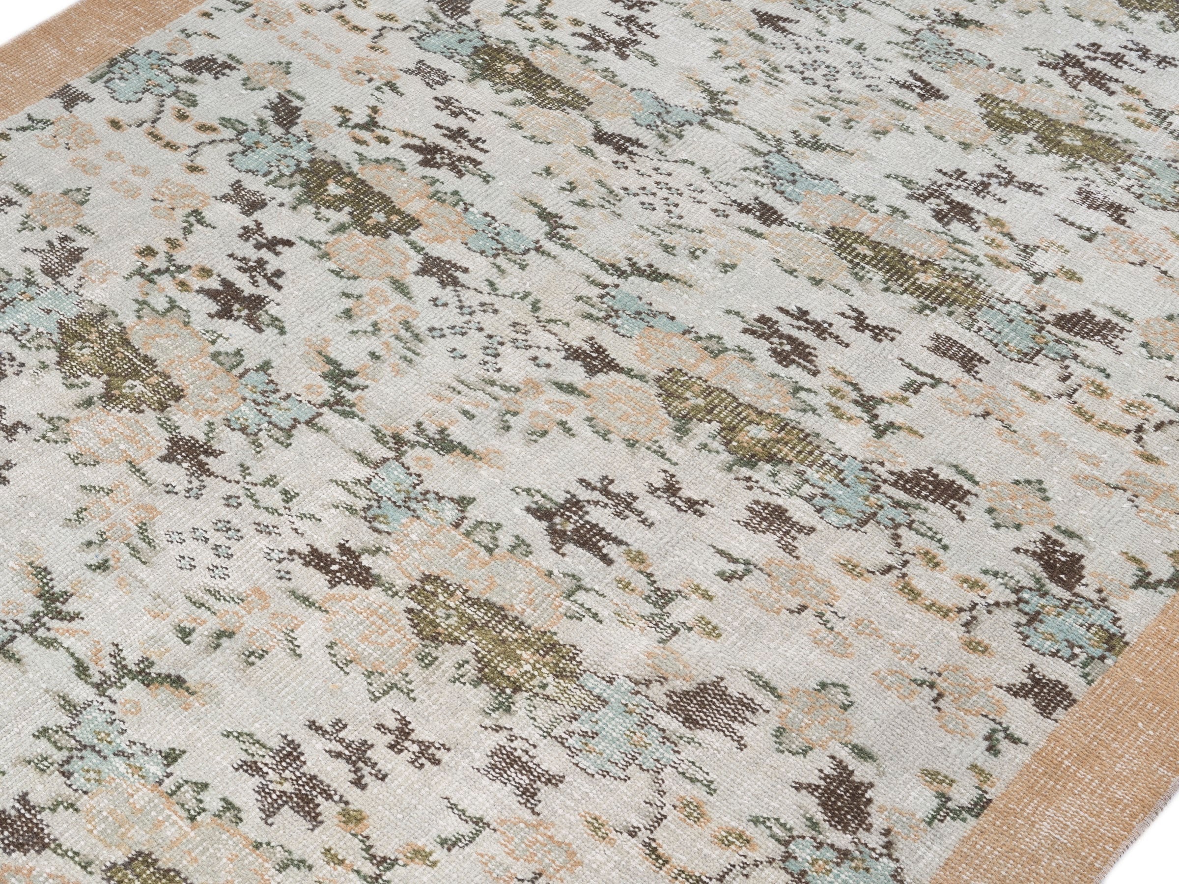 Turkish Manisa area rug in cream and tan, view 5 of 10