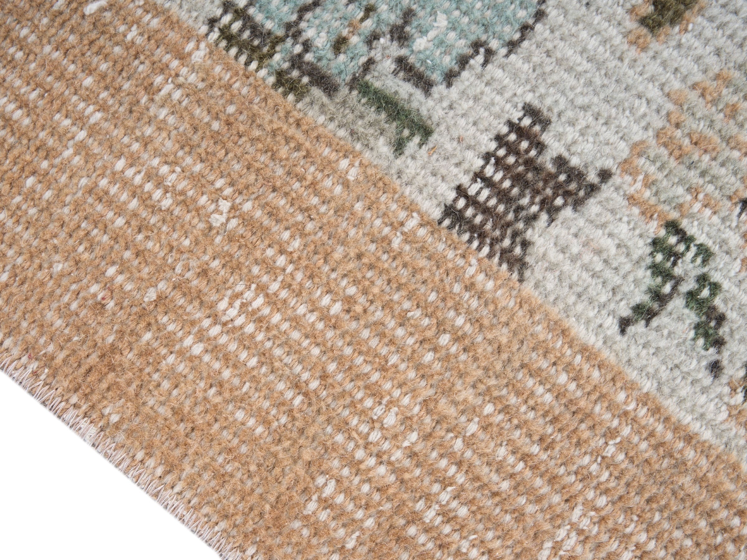 Turkish Manisa area rug in cream and tan, view 6 of 10