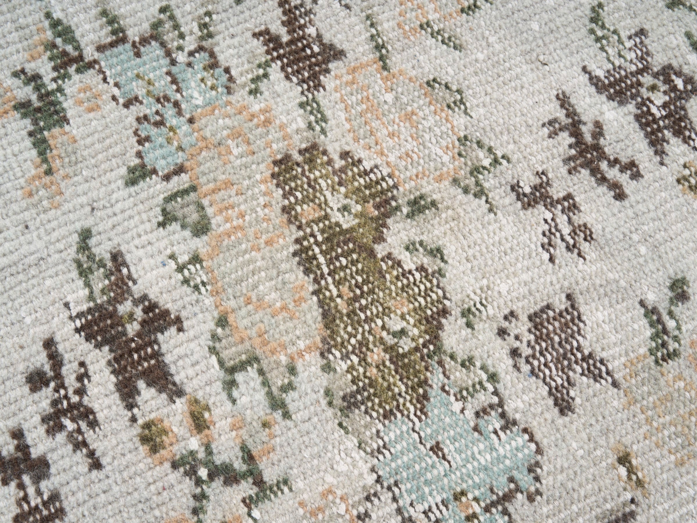 Turkish Manisa area rug in cream and tan, view 7 of 10