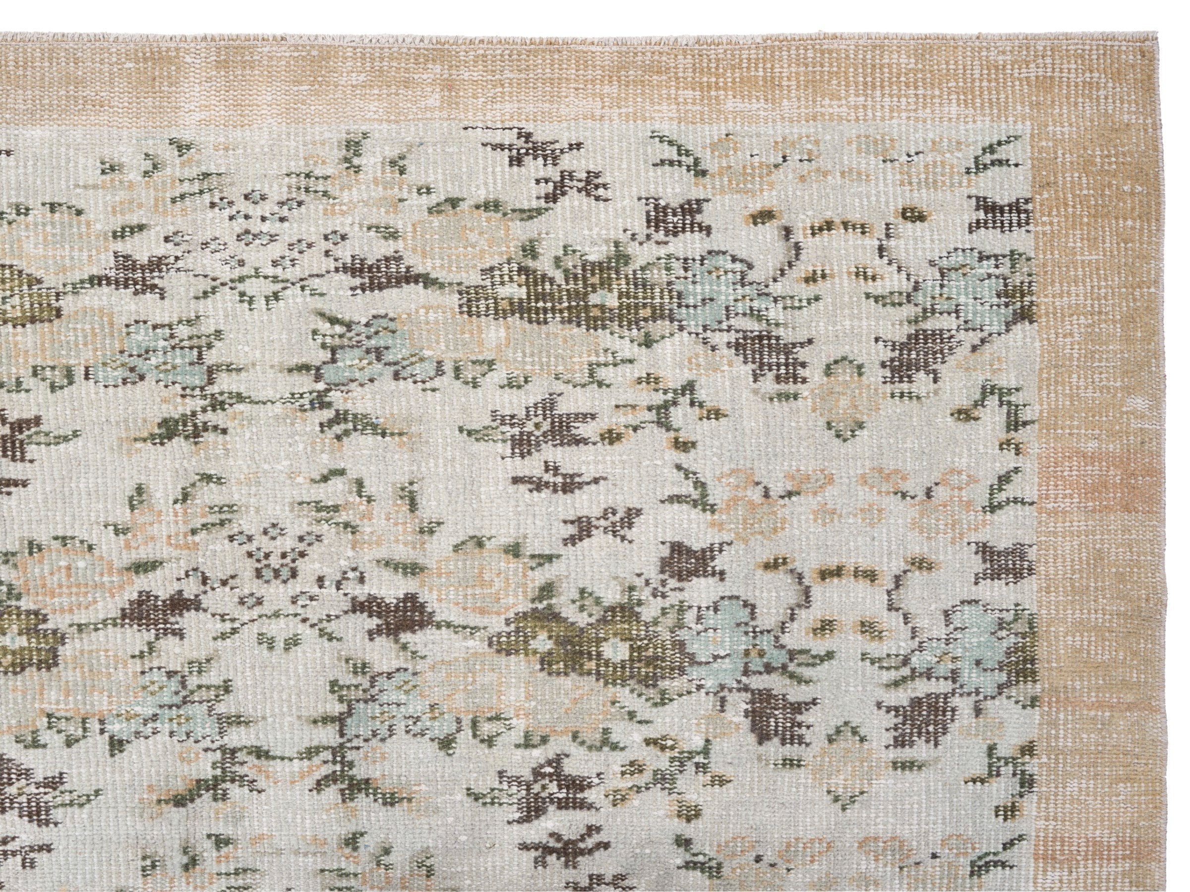 Turkish Manisa area rug in cream and tan, view 8 of 10