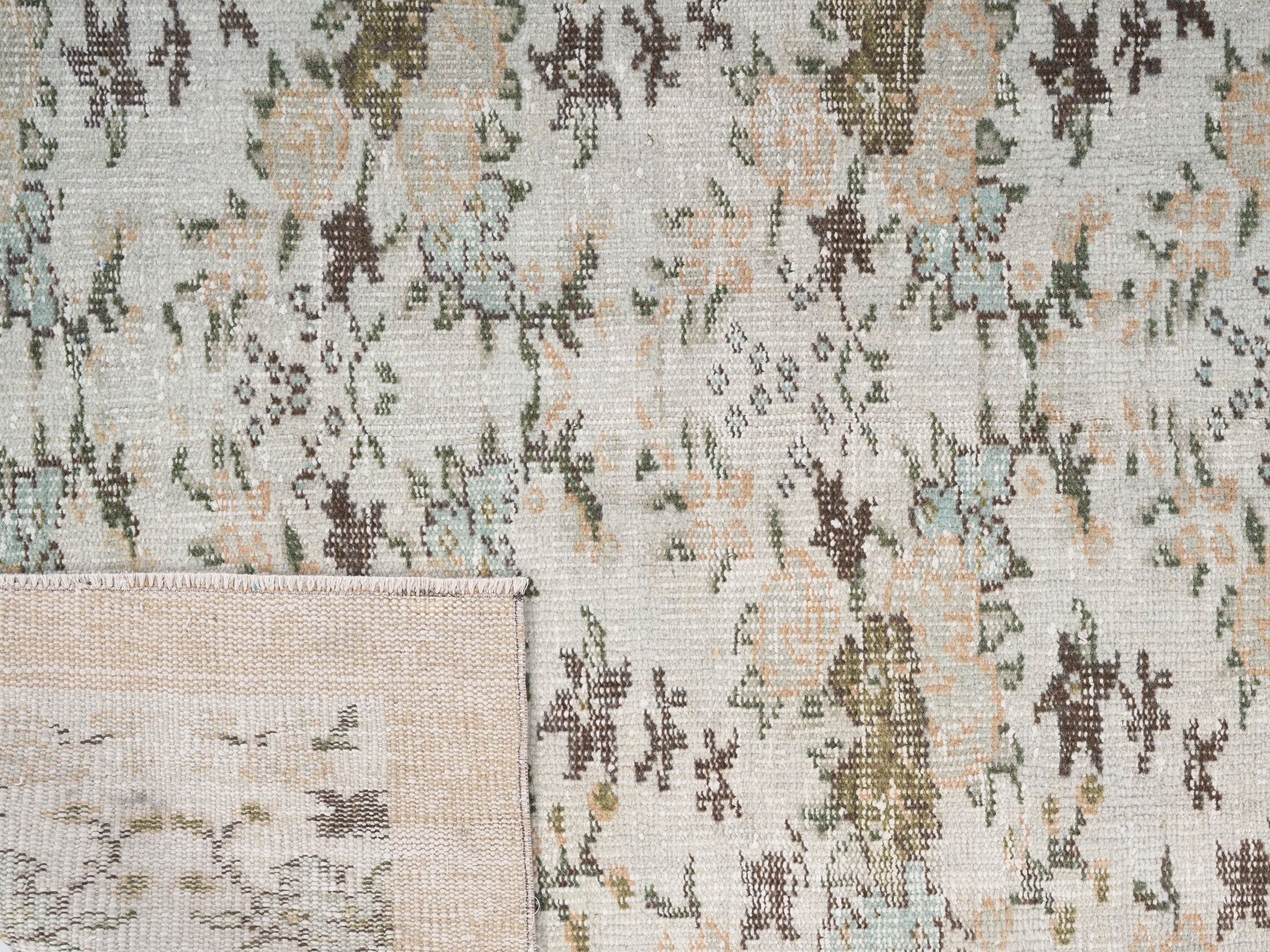 Turkish Manisa area rug in cream and tan, view 10 of 10