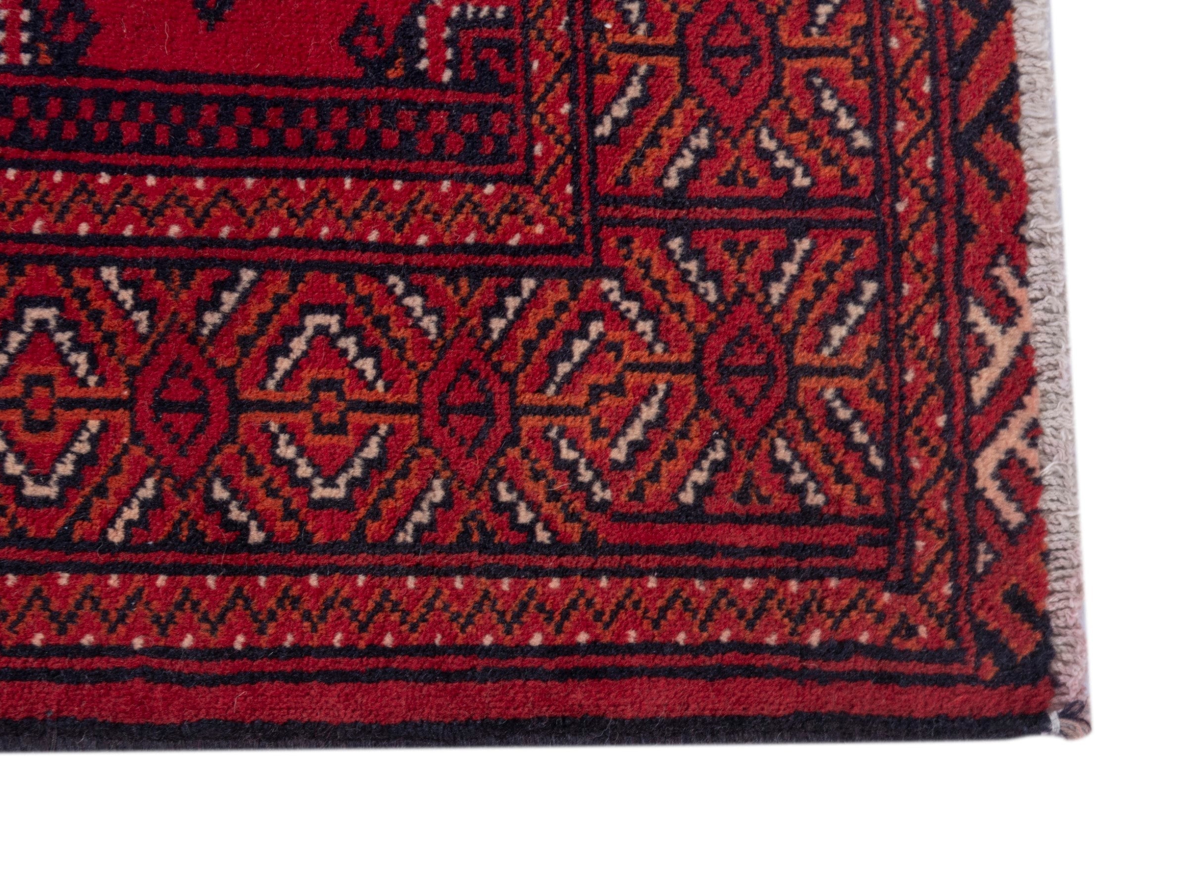 Persian Torkaman accent rug in burgundy and deep red, view 4 of 7
