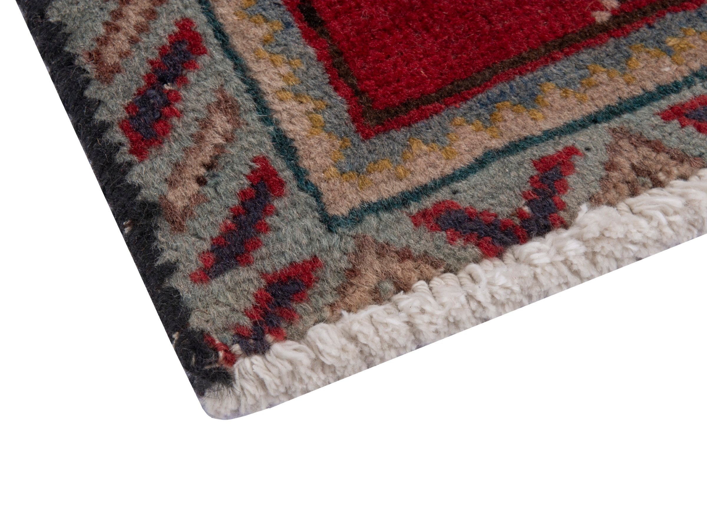 Persian Tabriz accent rug in deep red and cream, view 5 of 7
