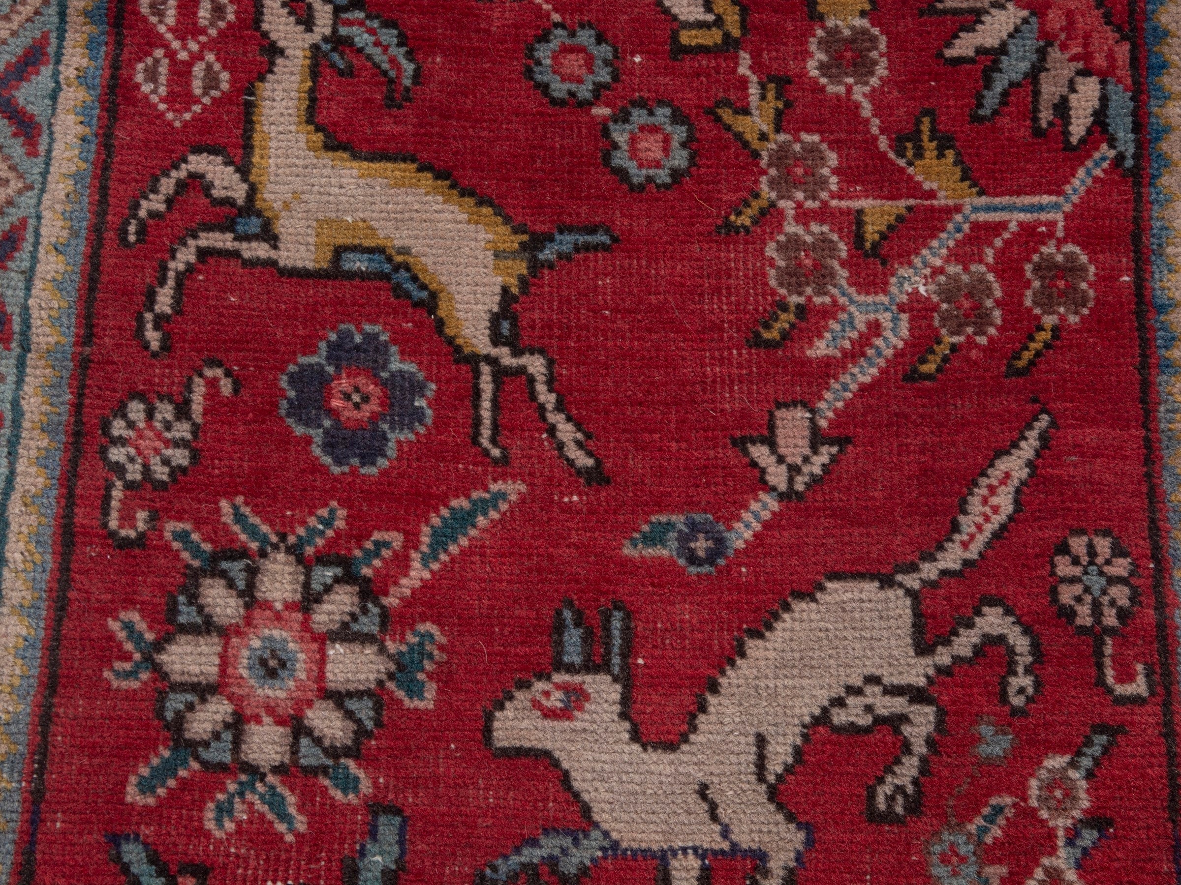 Persian Tabriz accent rug in deep red and cream, view 6 of 7