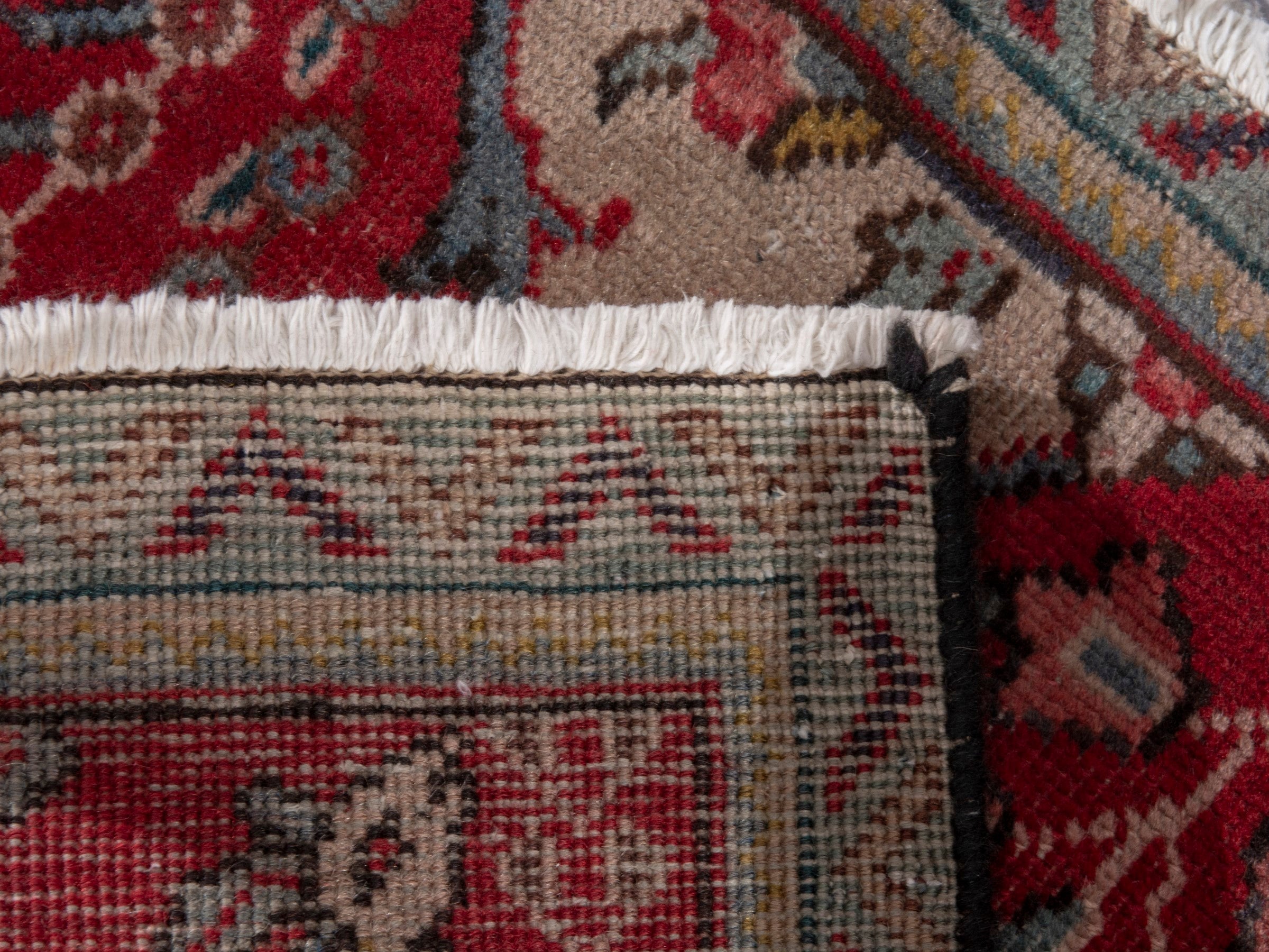 Persian Tabriz accent rug in deep red and cream, view 7 of 7