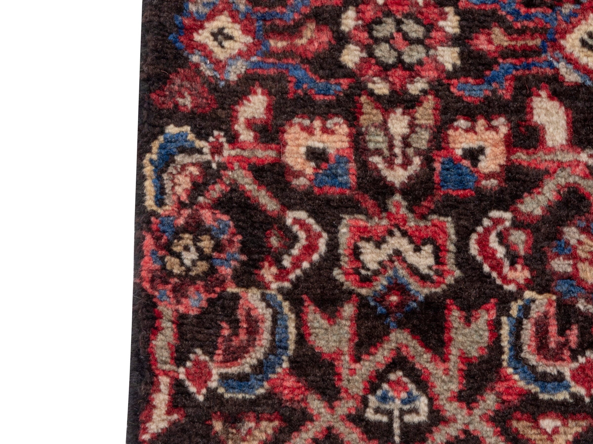 Persian Hamedan accent rug in burgundy and deep red, view 4 of 7