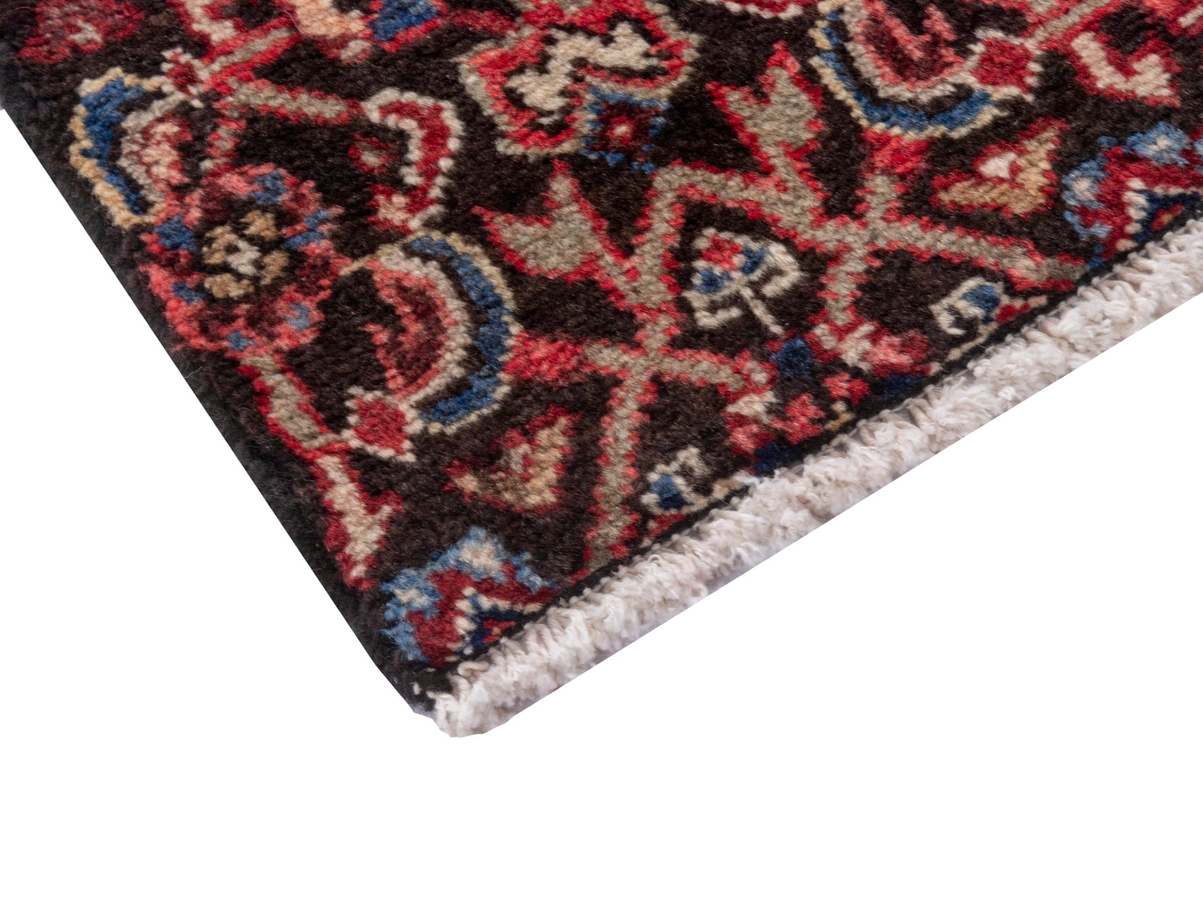 Persian Hamedan accent rug in burgundy and deep red, view 5 of 7