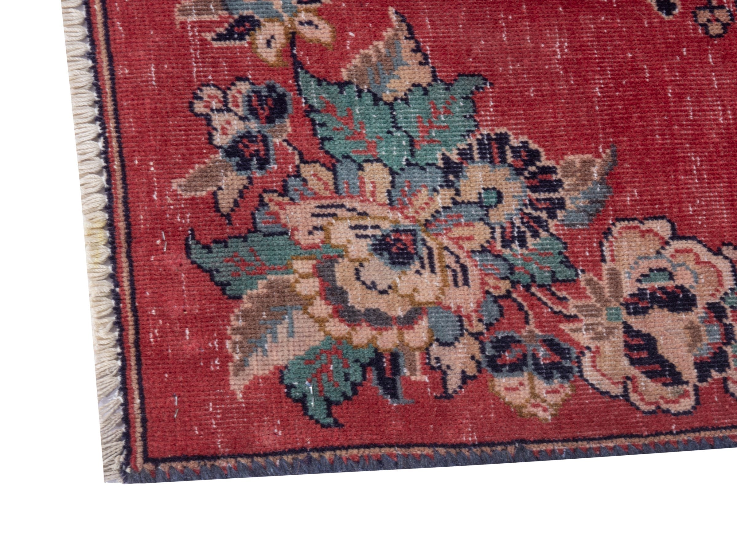 Persian Arak accent rug in deep red and deep indigo, view 4 of 7