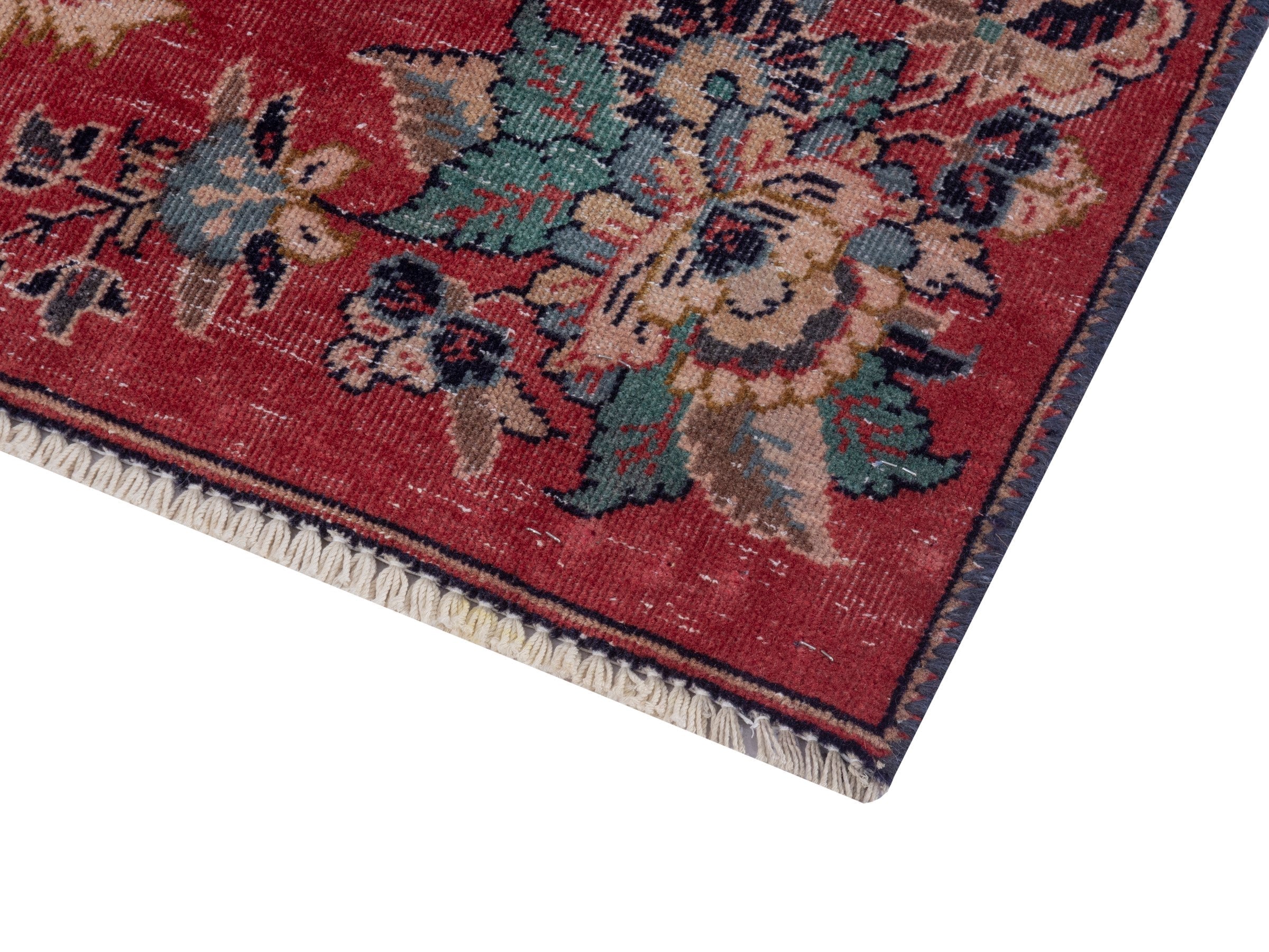 Persian Arak accent rug in deep red and deep indigo, view 5 of 7