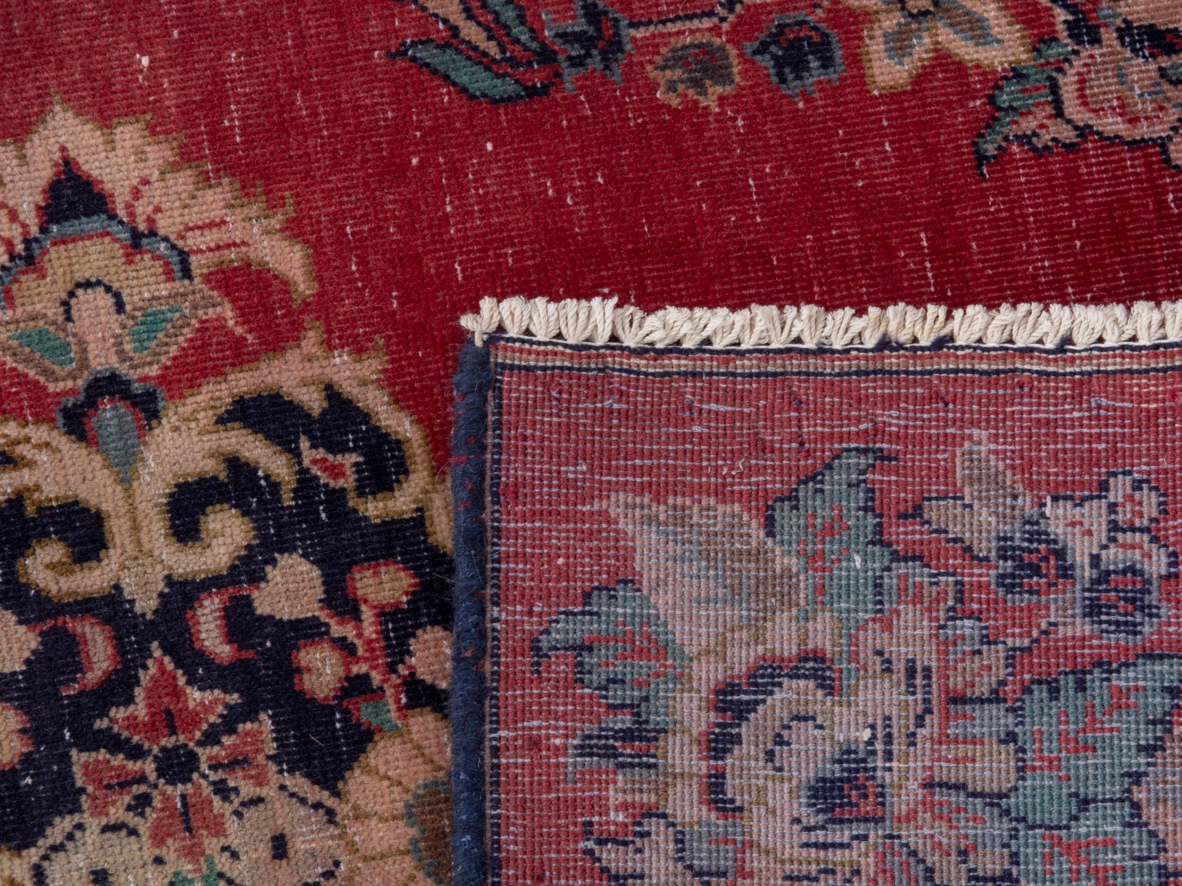 Persian Arak accent rug in deep red and deep indigo, view 7 of 7