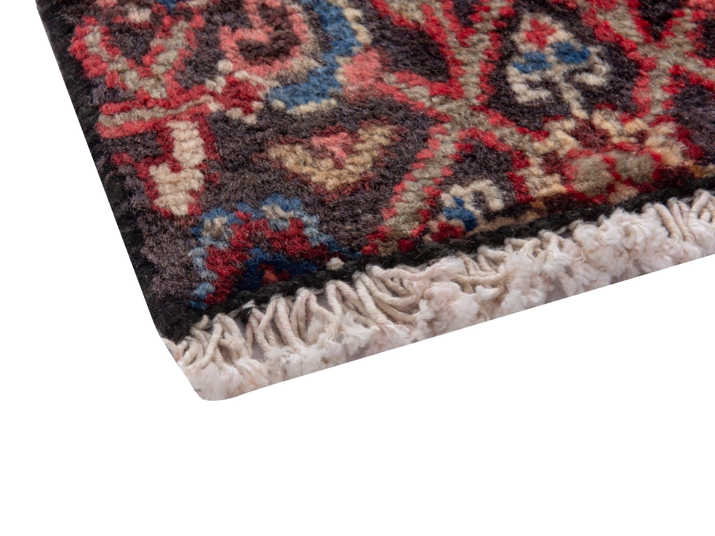 Persian Hamedan accent rug in burgundy and deep red, view 5 of 7