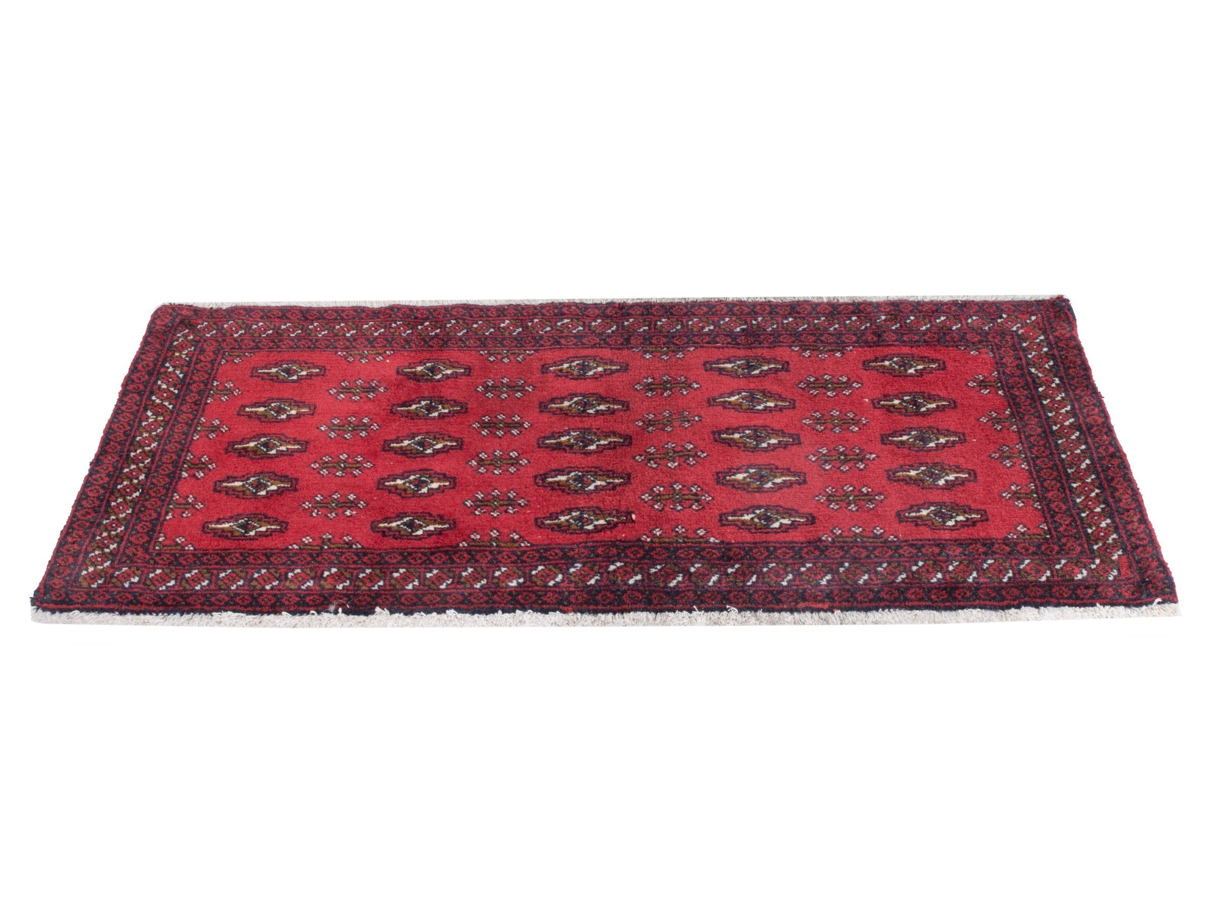 Persian Torkaman accent rug in deep red and burgundy, view 2 of 5