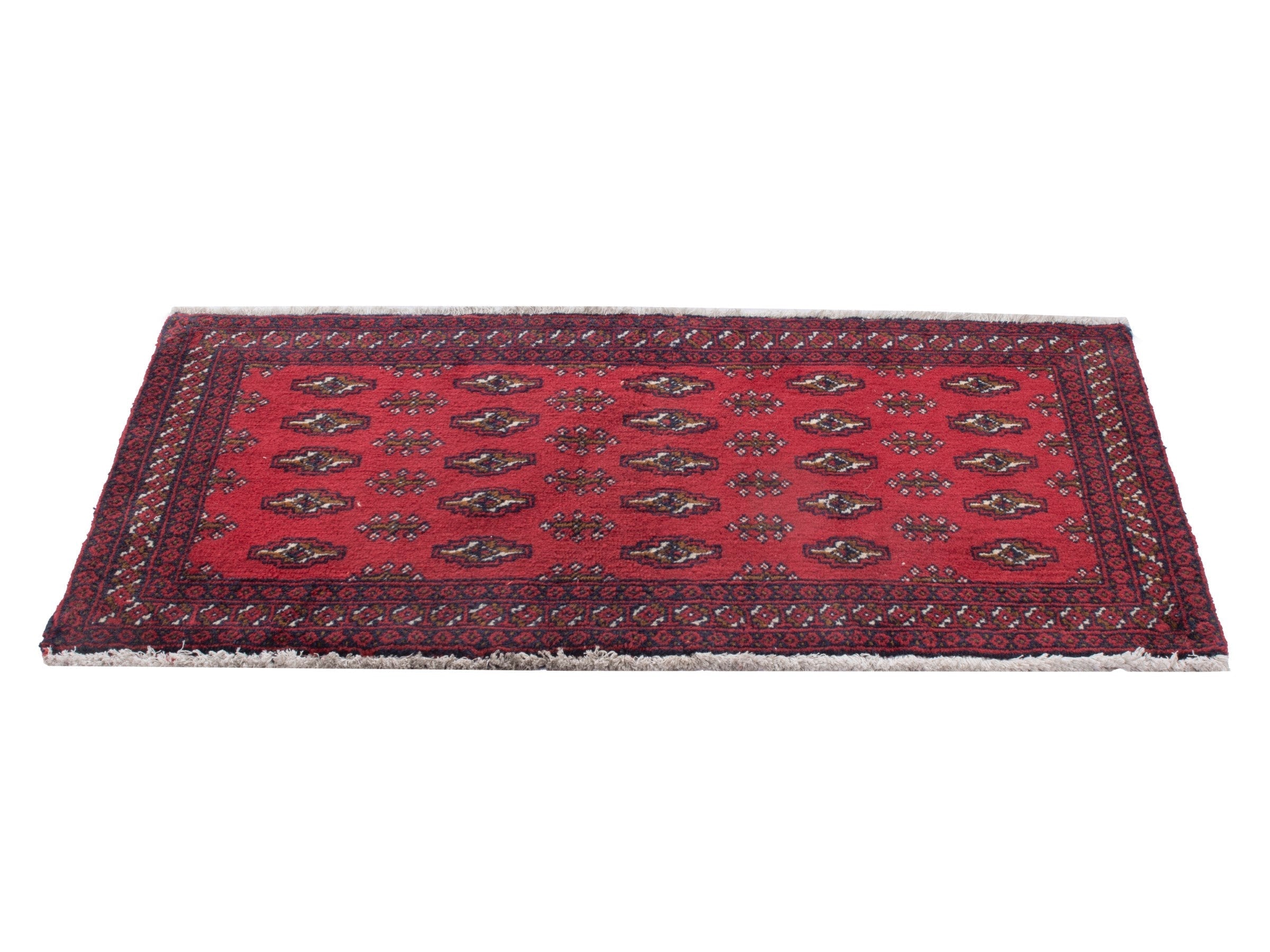 Persian Torkaman accent rug in deep red and burgundy, view 3 of 5