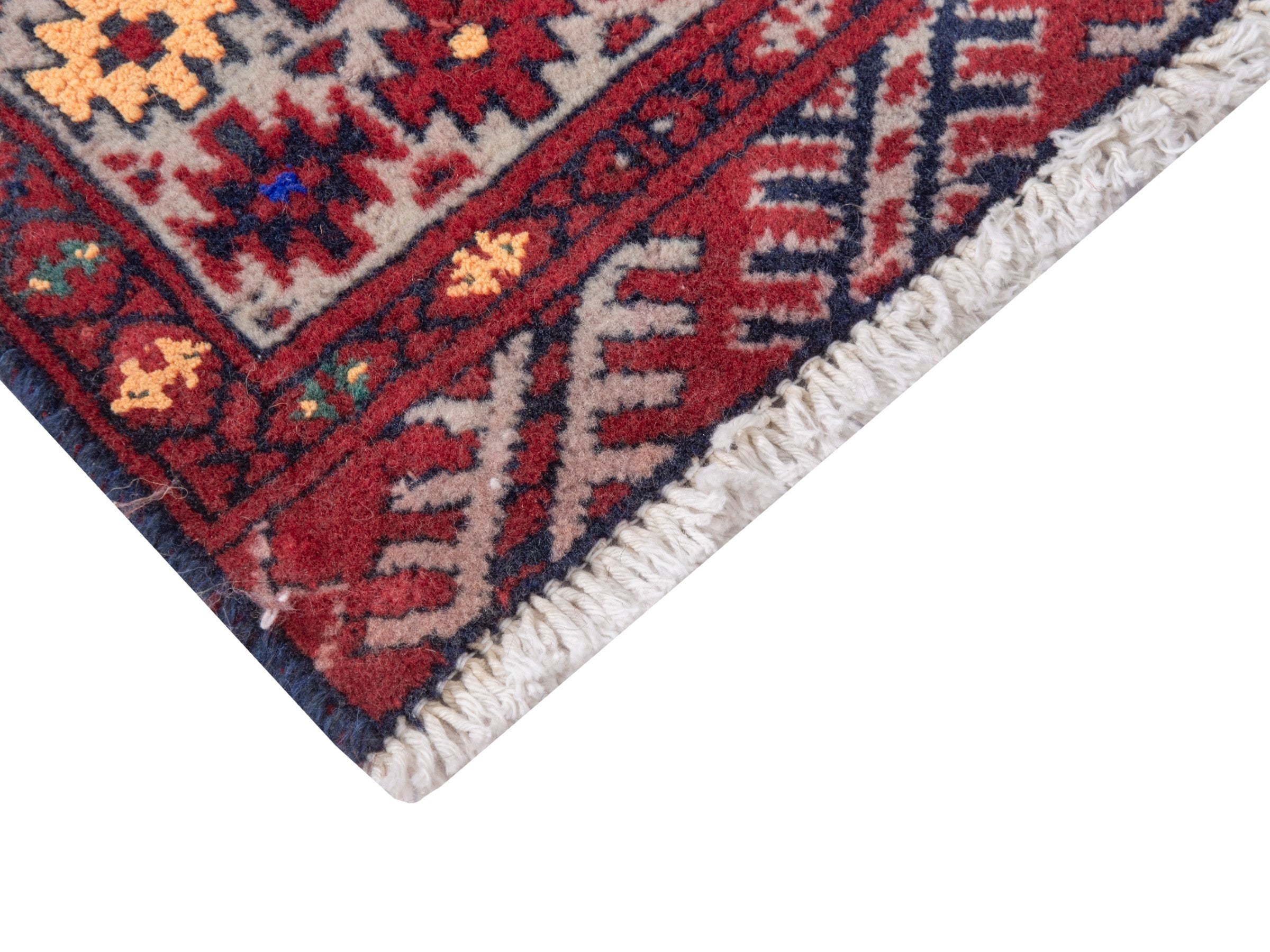 Persian Torkaman accent rug in deep red and burgundy, view 5 of 7